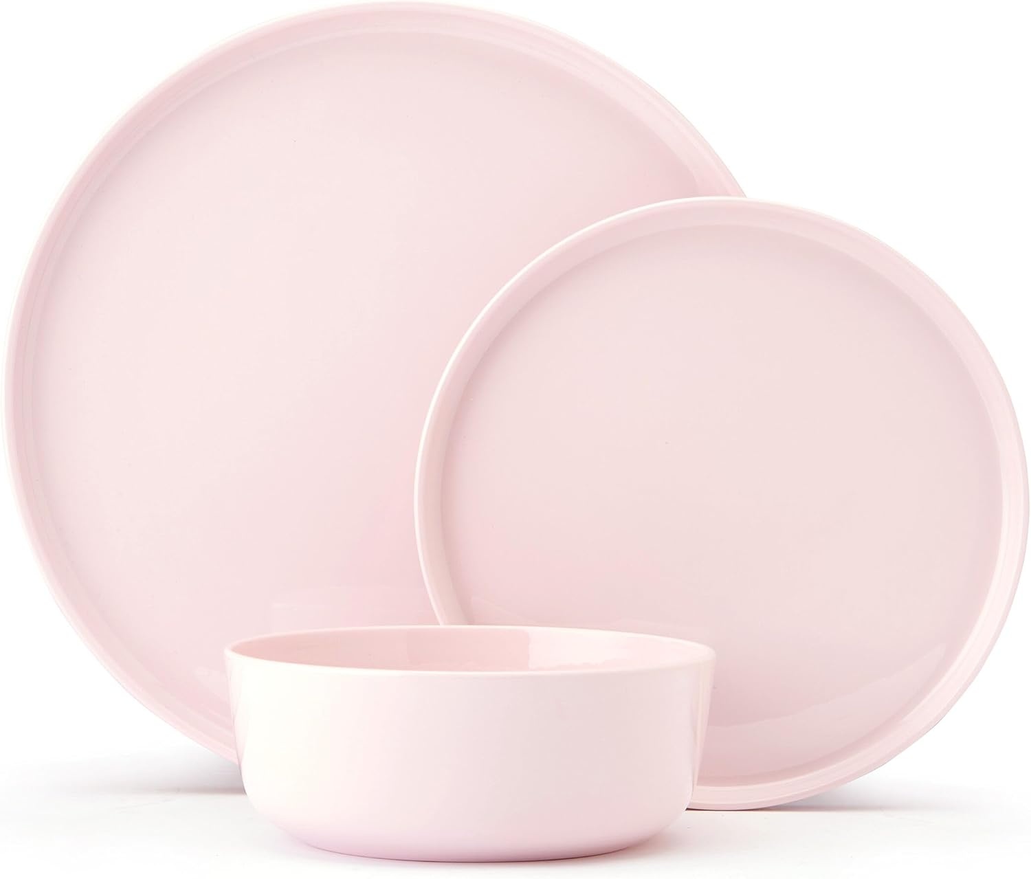 Mikasa Madison Misty Pink Bone China Dinnerware Set, 12-Piece Service for 4, Includes Dinner Plates, Salad Plates and Cereal Bowls, Dishwasher Safe(Pink)