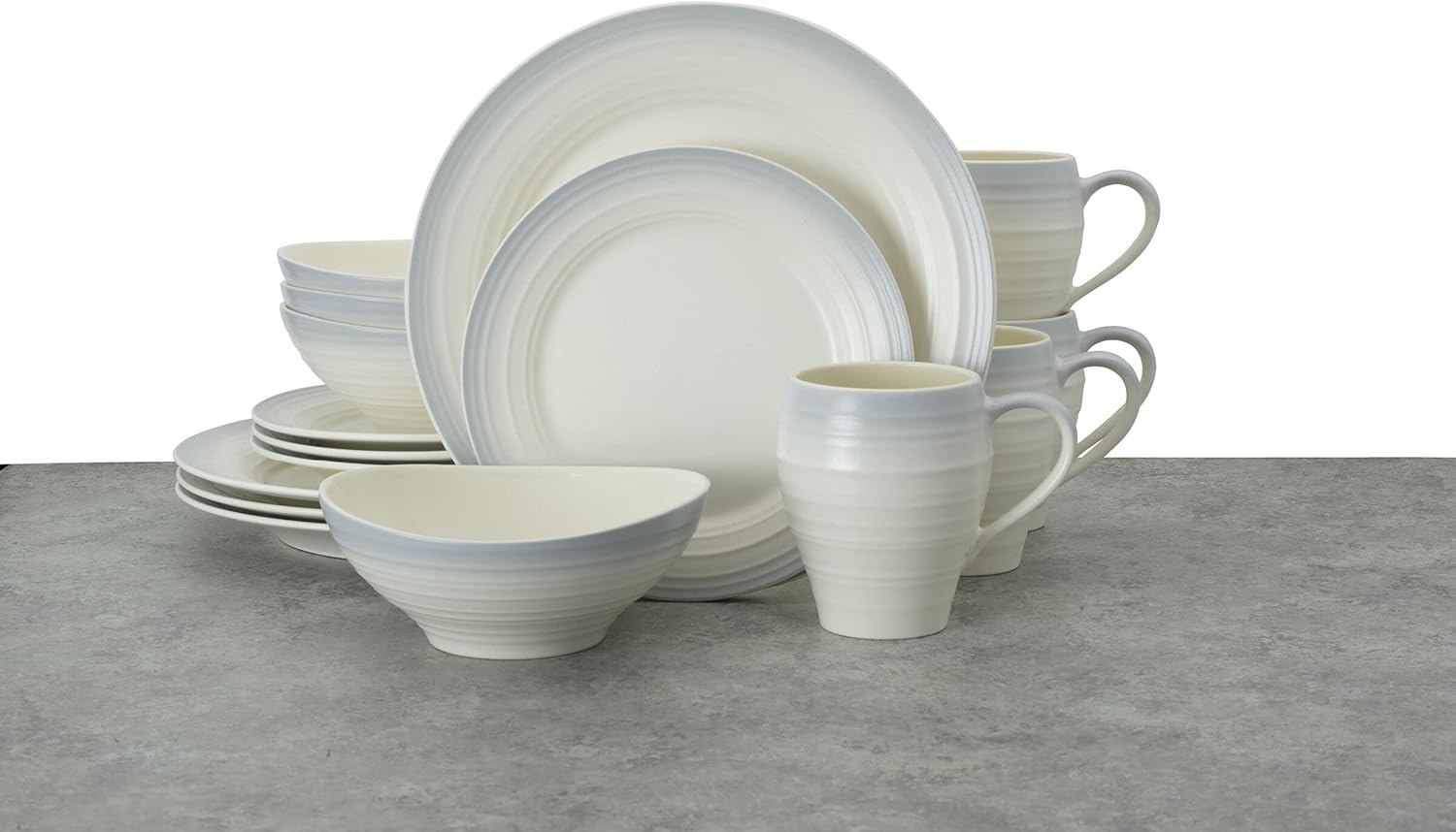 Mikasa Swirl Ombre Grey 16 Piece Dinnerware Set, Service for 4(Ombre Grey)