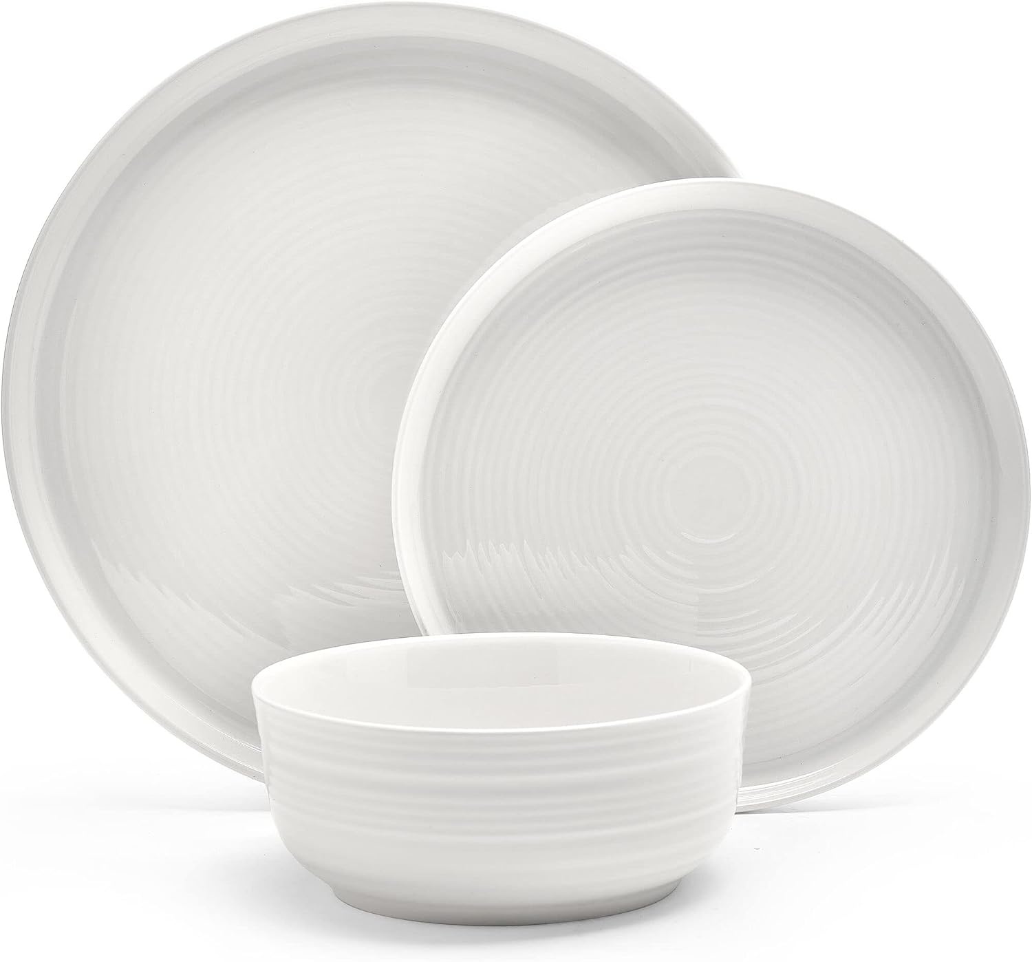 Mikasa Miles Bone China Lightweight Chip Resistant 12 Piece Dinnerware Set, Service for 4, White(Callie)