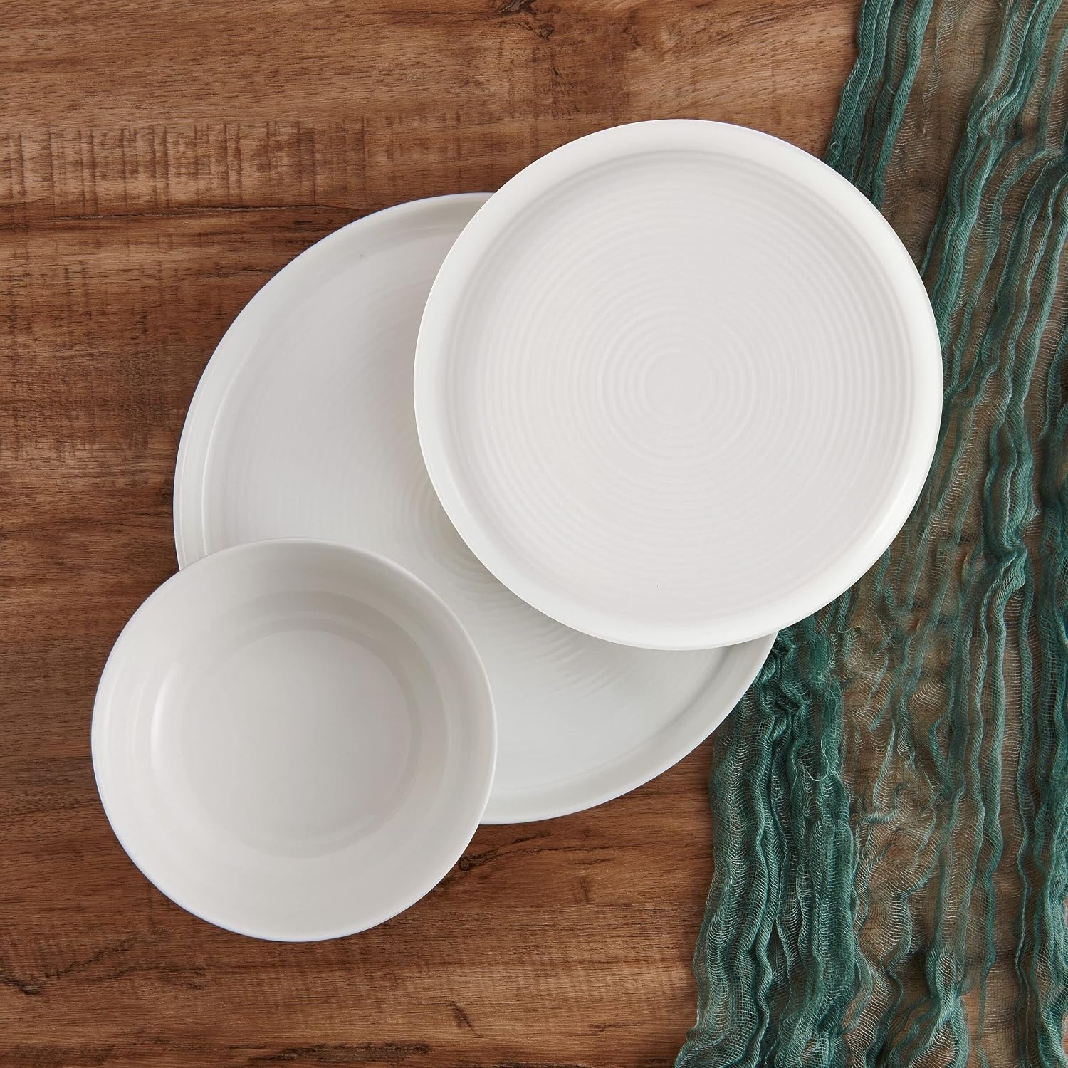 Mikasa Miles Bone China Lightweight Chip Resistant 12 Piece Dinnerware Set, Service for 4, White(Callie) - view 3