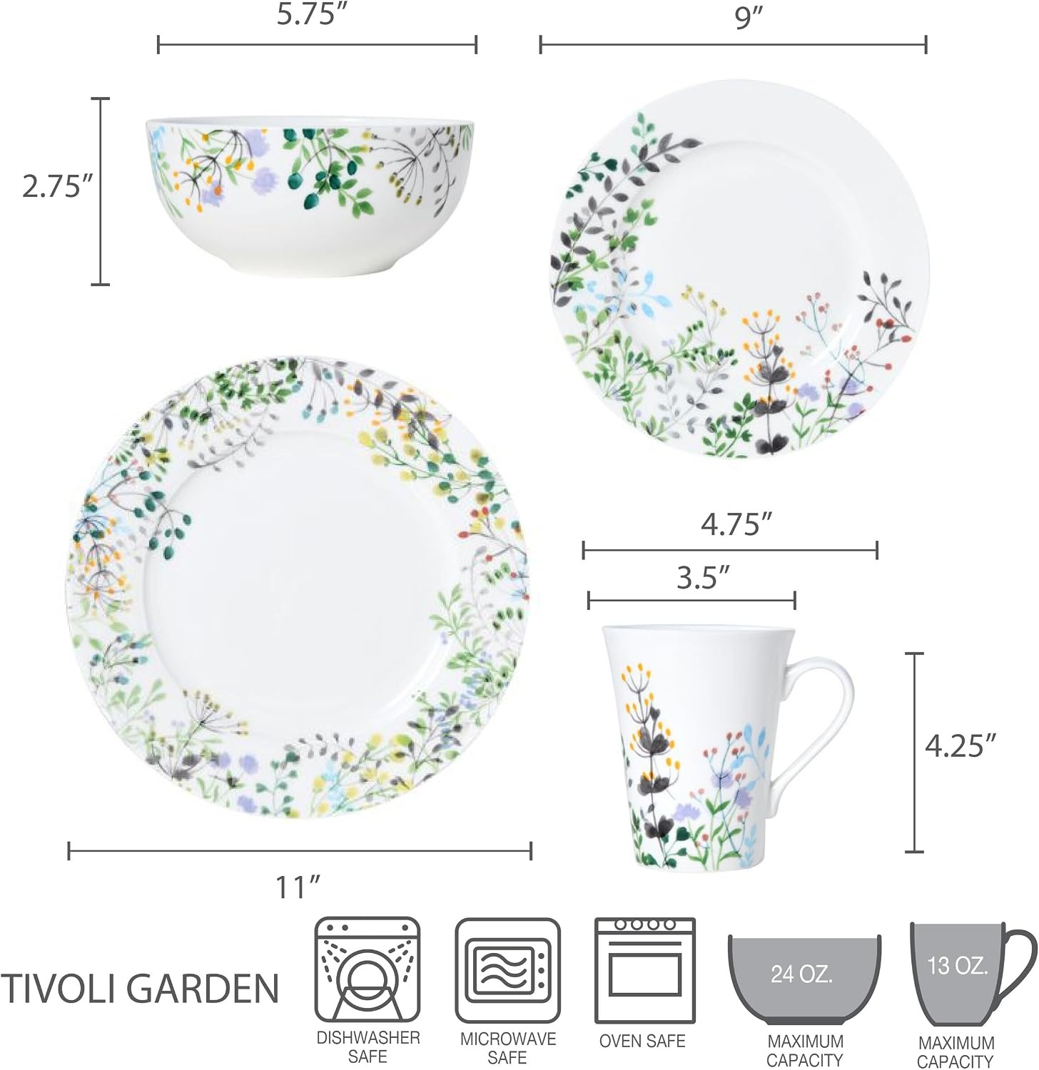 Mikasa Tivoli Garden 16-Piece Dinnerware Set, Service For 4 - view 3