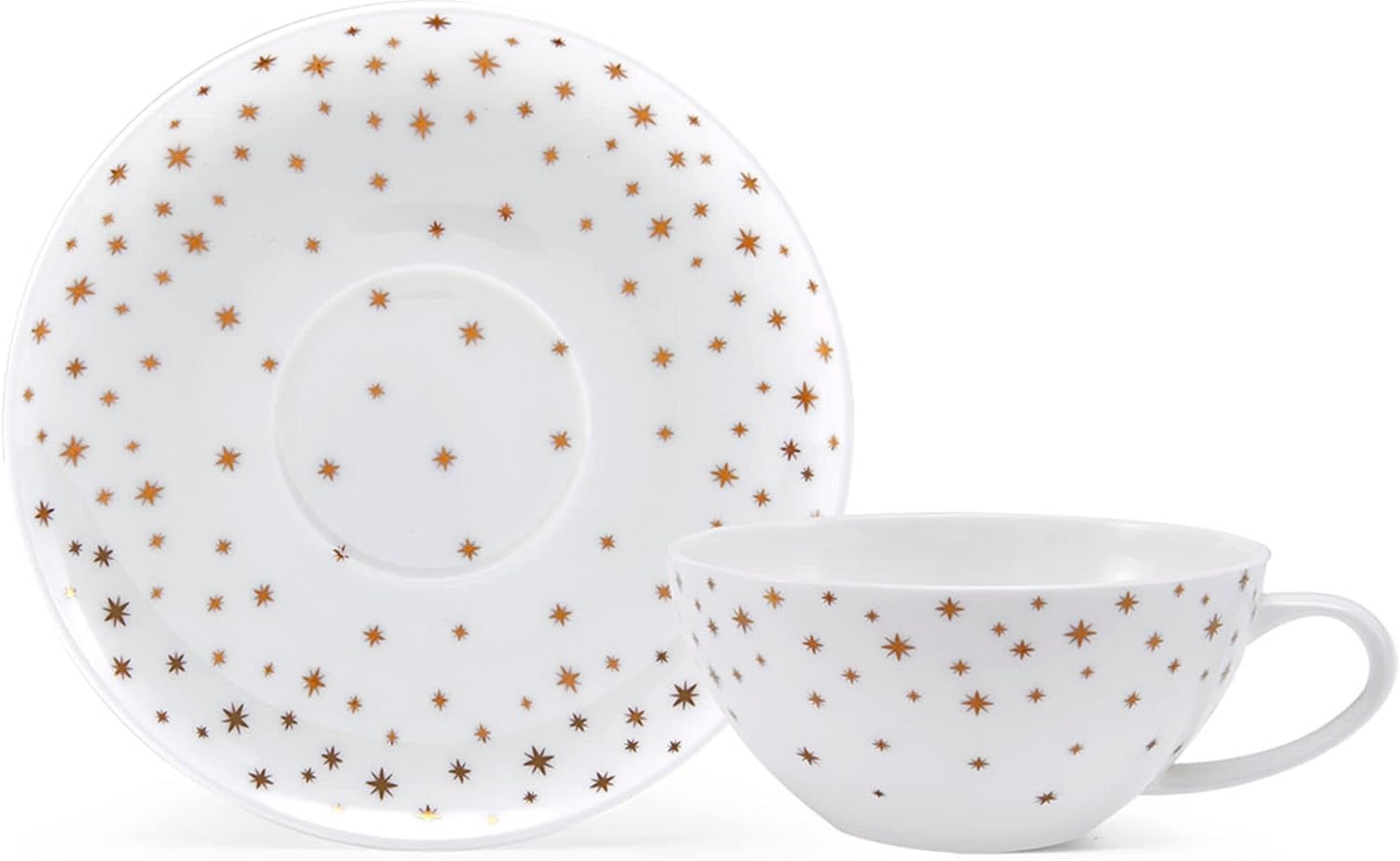Mikasa Millie Gold Metallic Set of 4 Dinner Plates, 10.5 Inch(Cup and Saucers)