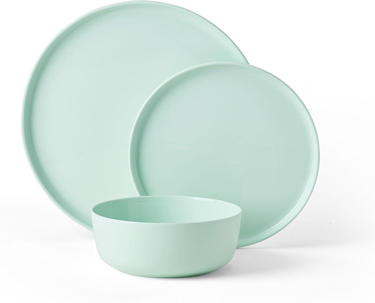 Mikasa Madison Misty Pink Bone China Dinnerware Set, 12-Piece Service for 4, Includes Dinner Plates, Salad Plates and Cereal Bowls, Dishwasher Safe(Mint Green)