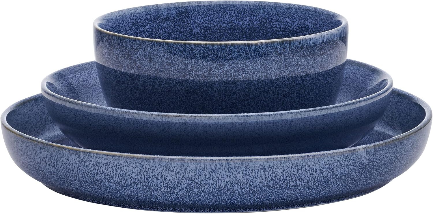 Mikasa Huxley 9 Piece Dinnerware Bowl Set, Service for 3, Grey(Blue)