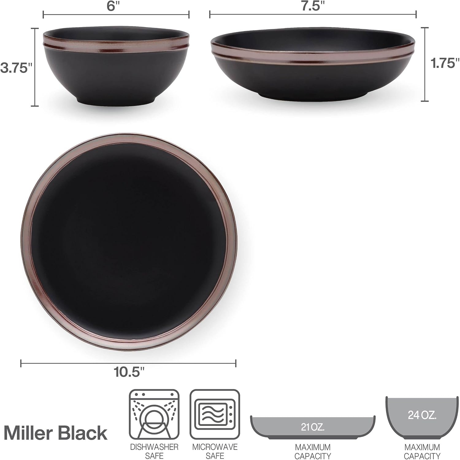 Mikasa Miller 12 Piece Dinnerware Set, Service for 4, Blue(Black) - view 2