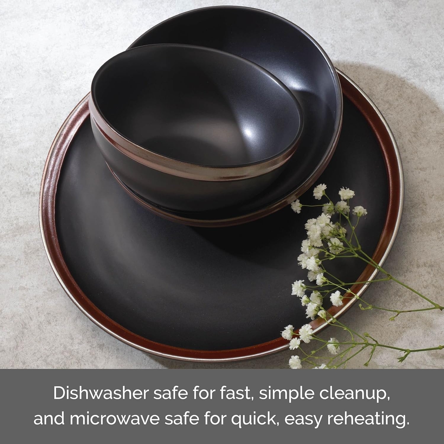Mikasa Miller 12 Piece Dinnerware Set, Service for 4, Blue(Black) - view 3