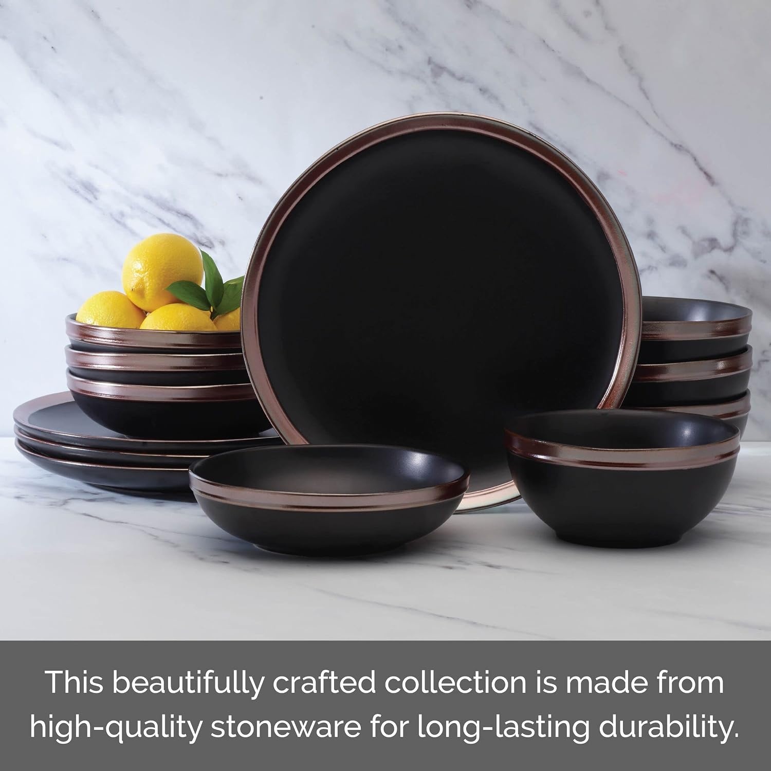 Mikasa Miller 12 Piece Dinnerware Set, Service for 4, Blue(Black) - view 4