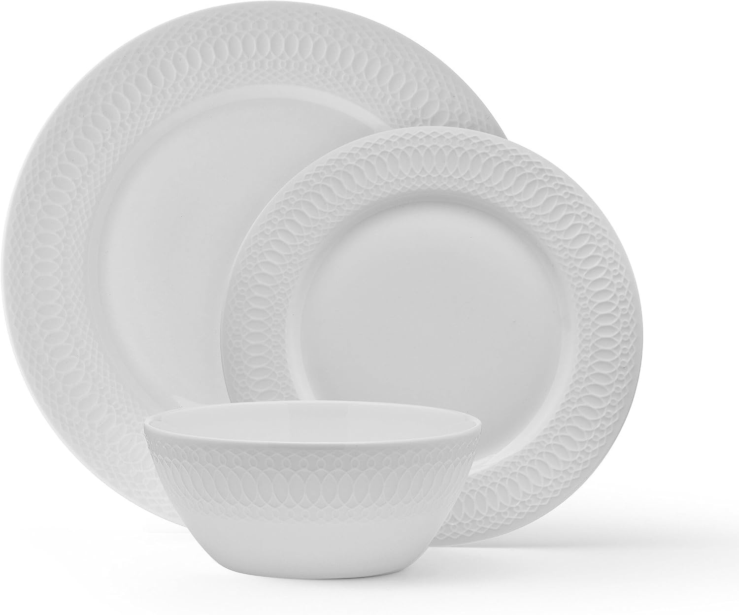Mikasa Levi Bone China Lightweight Chip Resistant 12 Piece Dinnerware Set, Service for 4