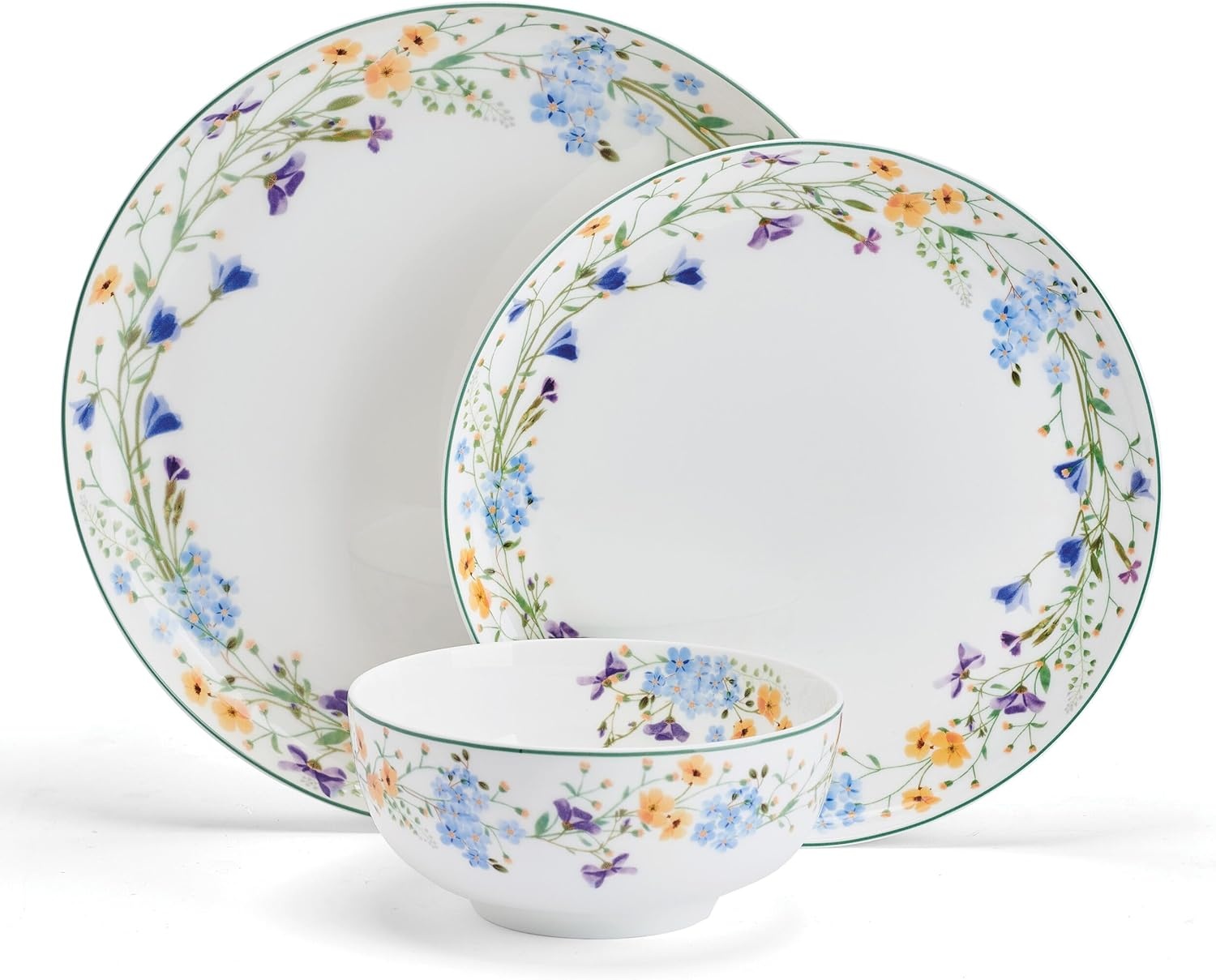 Mikasa Quinn Lightweight Bone China 12 Piece Dinnerware Plate Bowl Set, Service for 4(Quinn)