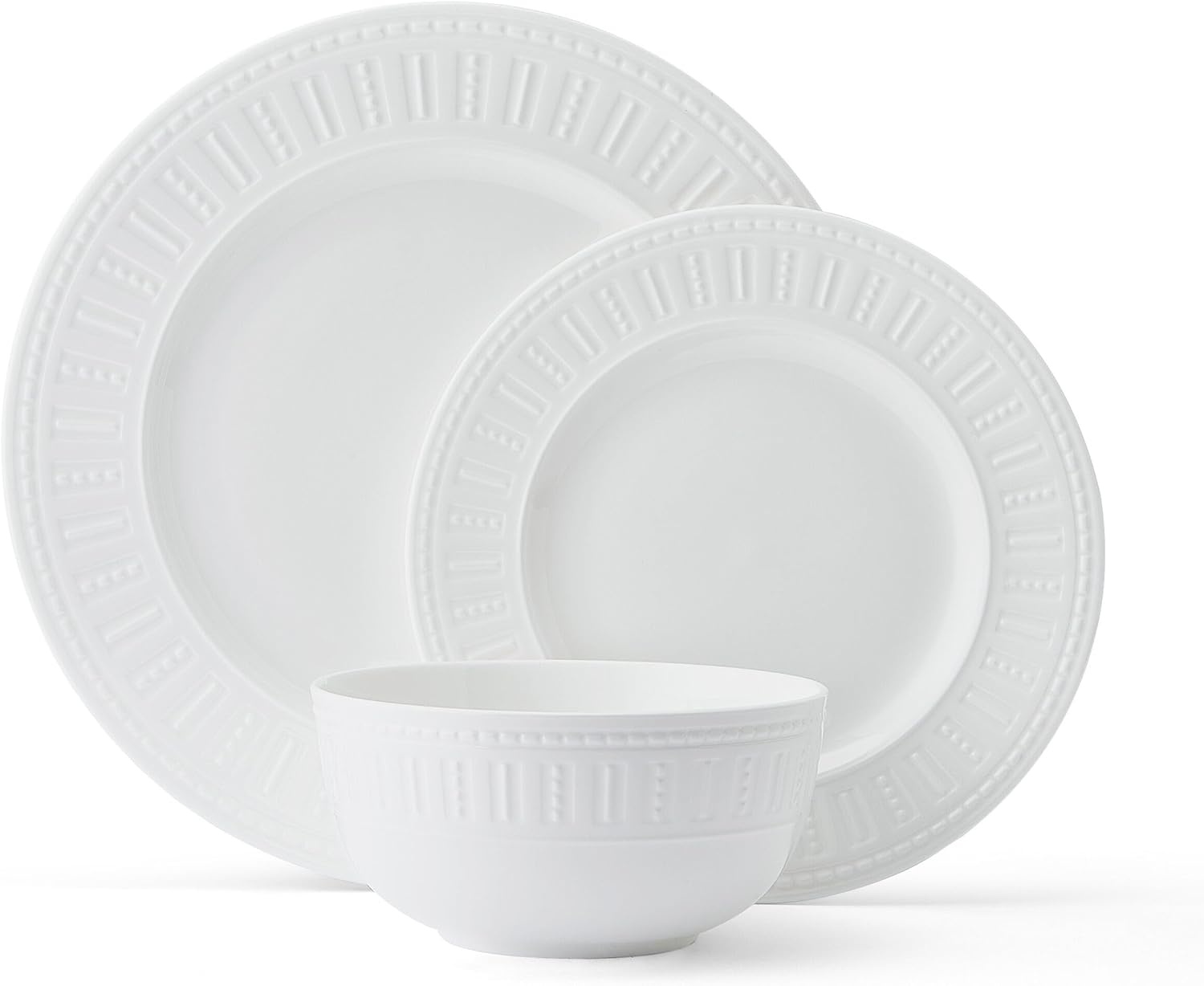 Mikasa Miles Bone China Lightweight Chip Resistant 12 Piece Dinnerware Set, Service for 4, White(Miles)