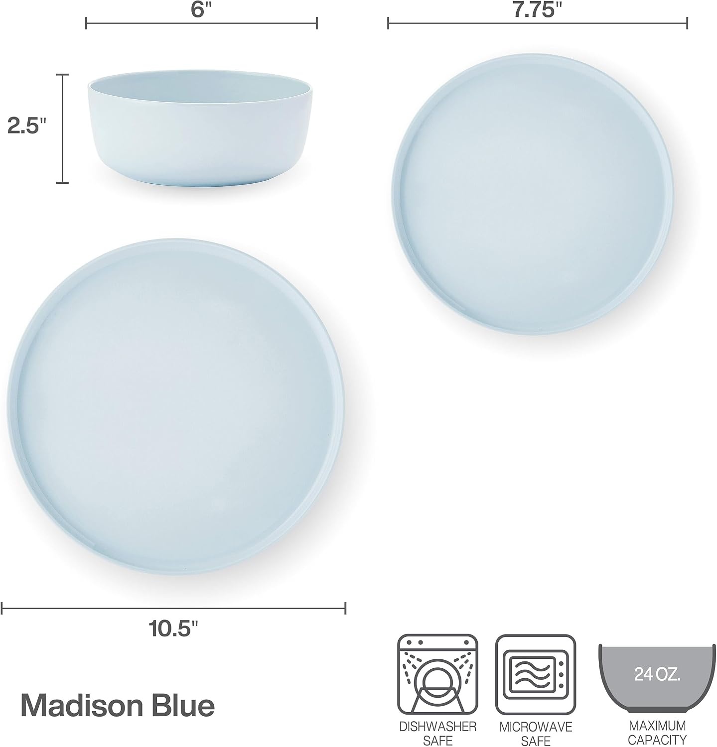 Mikasa Madison Misty Pink Bone China Dinnerware Set, 12-Piece Service for 4, Includes Dinner Plates, Salad Plates and Cereal Bowls, Dishwasher Safe(Misty Blue) - view 2