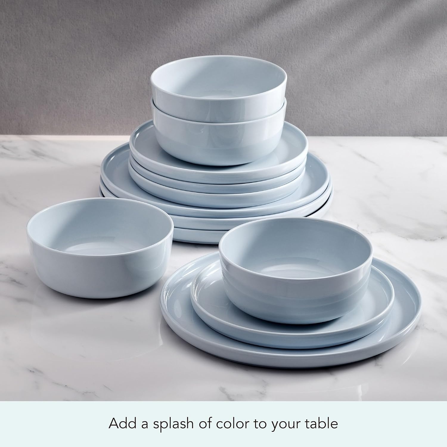 Mikasa Madison Misty Pink Bone China Dinnerware Set, 12-Piece Service for 4, Includes Dinner Plates, Salad Plates and Cereal Bowls, Dishwasher Safe(Misty Blue) - view 3