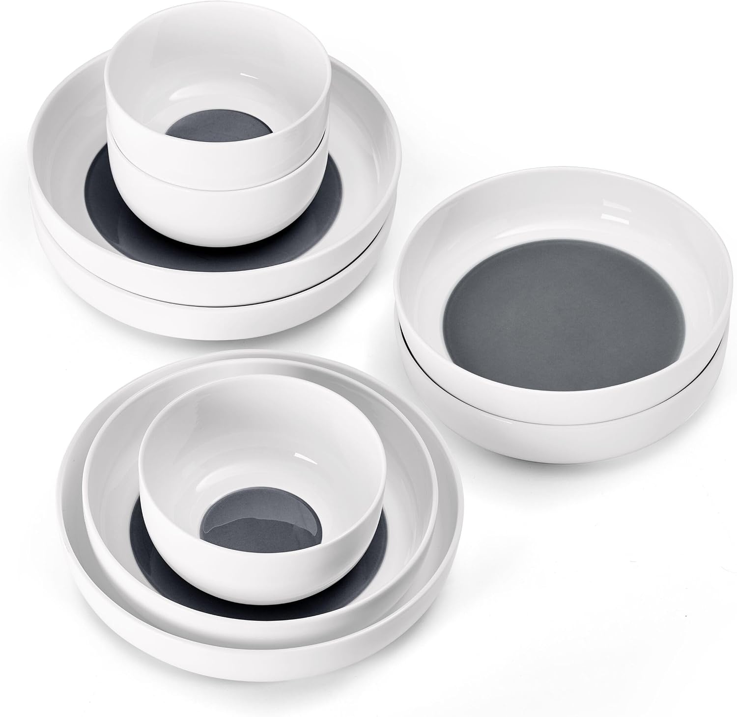 Mikasa Delray Bone China Lightweight Chip Resistant 9 Piece Dinnerware Bowl Set, Service for 3, White(White)