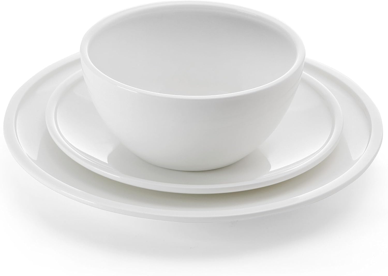 Mikasa Miles Bone China Lightweight Chip Resistant 12 Piece Dinnerware Set, Service for 4, White(Colter)