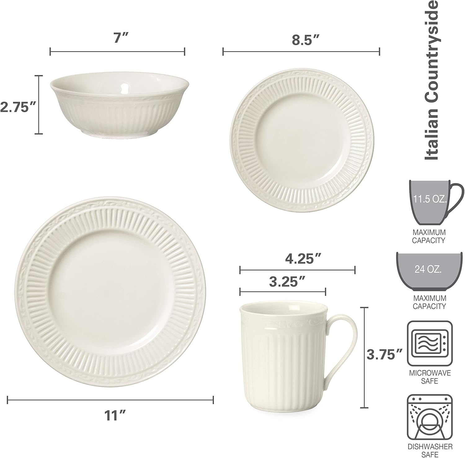 Mikasa 5223385 Italian Countryside 40-Piece Dinnerware Set, Service for 8(Color Gift Box)