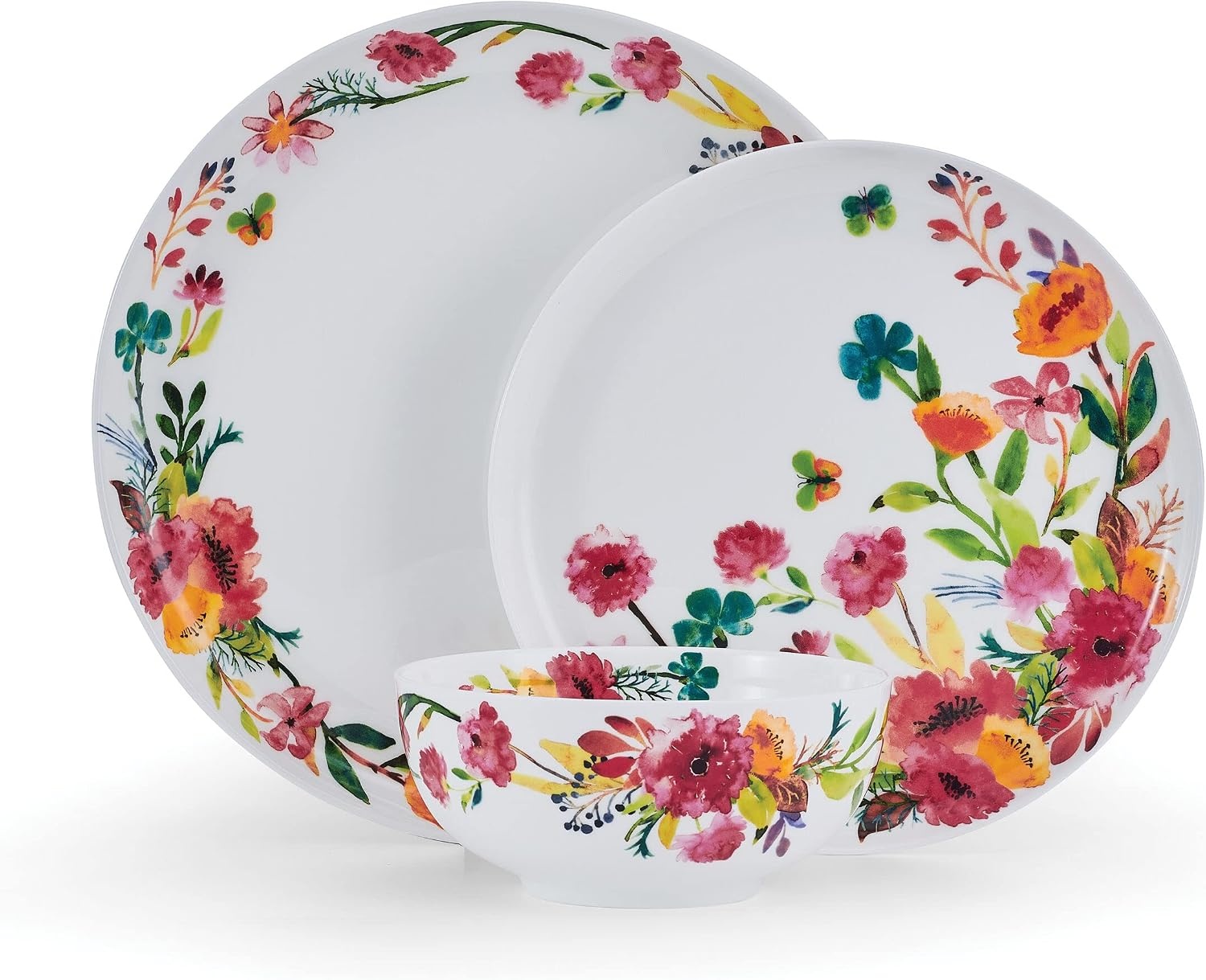 Mikasa Quinn Lightweight Bone China 12 Piece Dinnerware Plate Bowl Set, Service for 4(Karina)