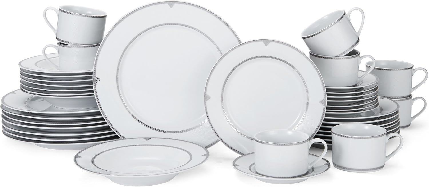 Mikasa Parchment Gold 40 Piece Dinnerware Set, Service for 8(Regent Bead)