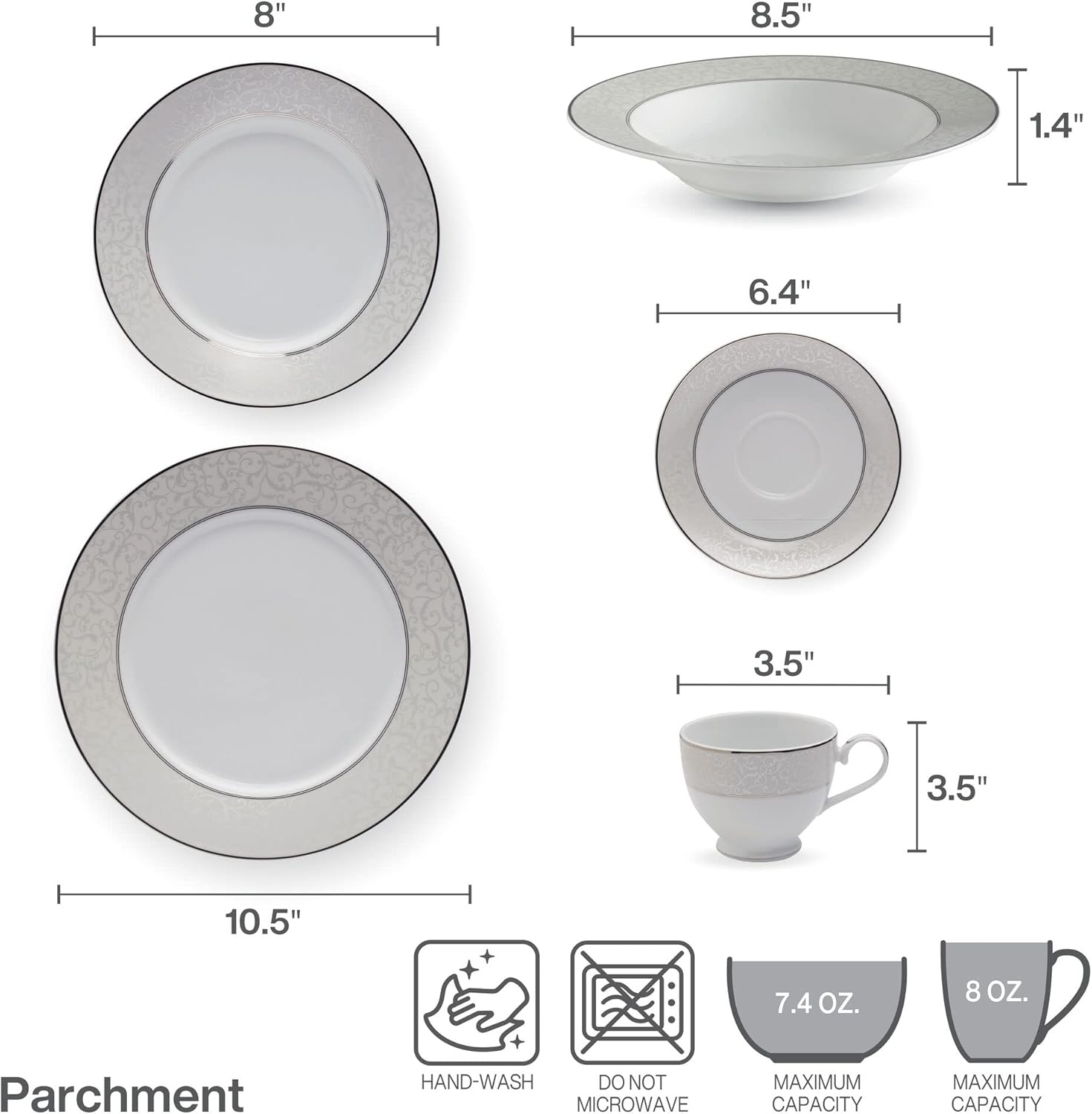 Mikasa Parchment Gold 40 Piece Dinnerware Set, Service for 8(Parchment) - view 2