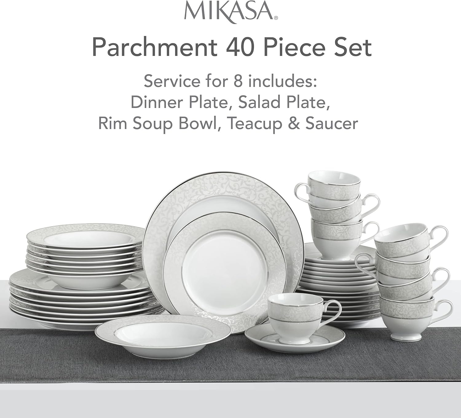 Mikasa Parchment Gold 40 Piece Dinnerware Set, Service for 8(Parchment) - view 3