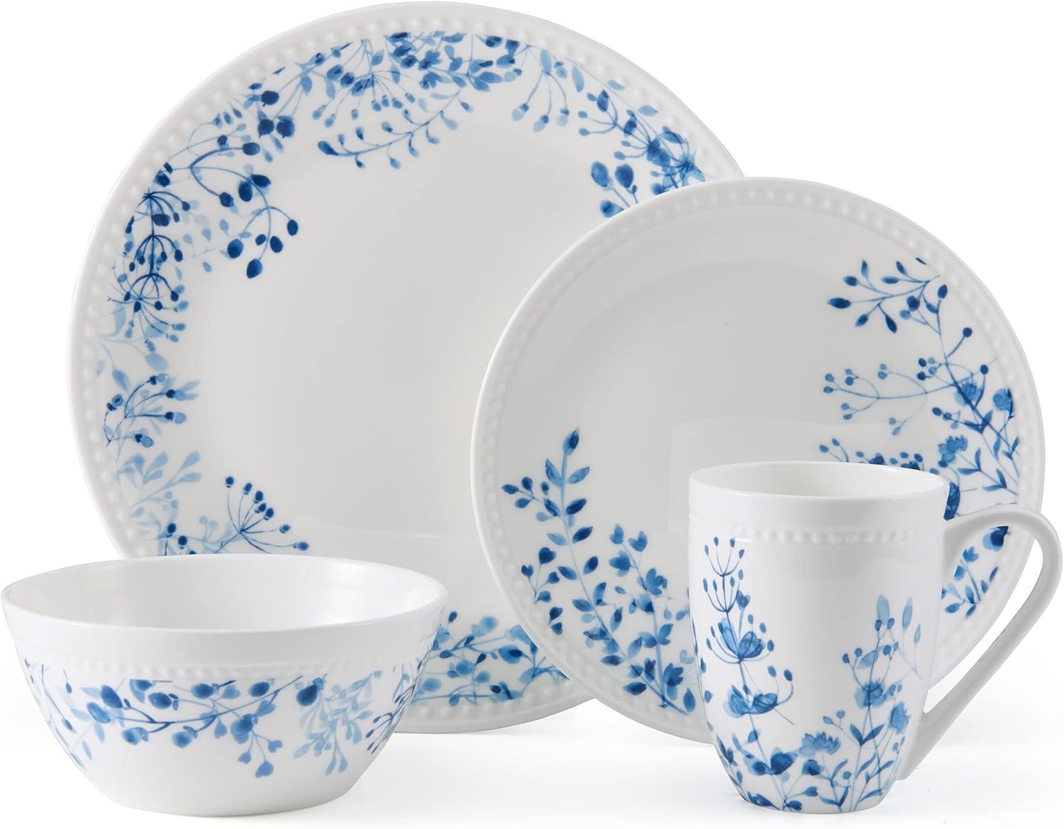 Mikasa Taryn Bone China Lightweight Chip Resistant 16 Piece Dinnerware Set, Service For 4