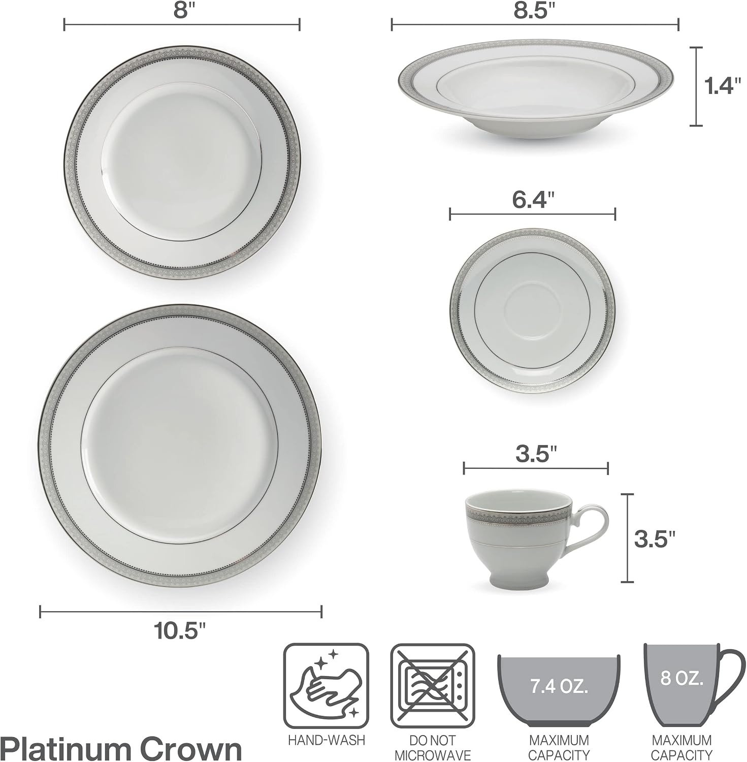 Mikasa Parchment Gold 40 Piece Dinnerware Set, Service for 8(Platinum Crown)