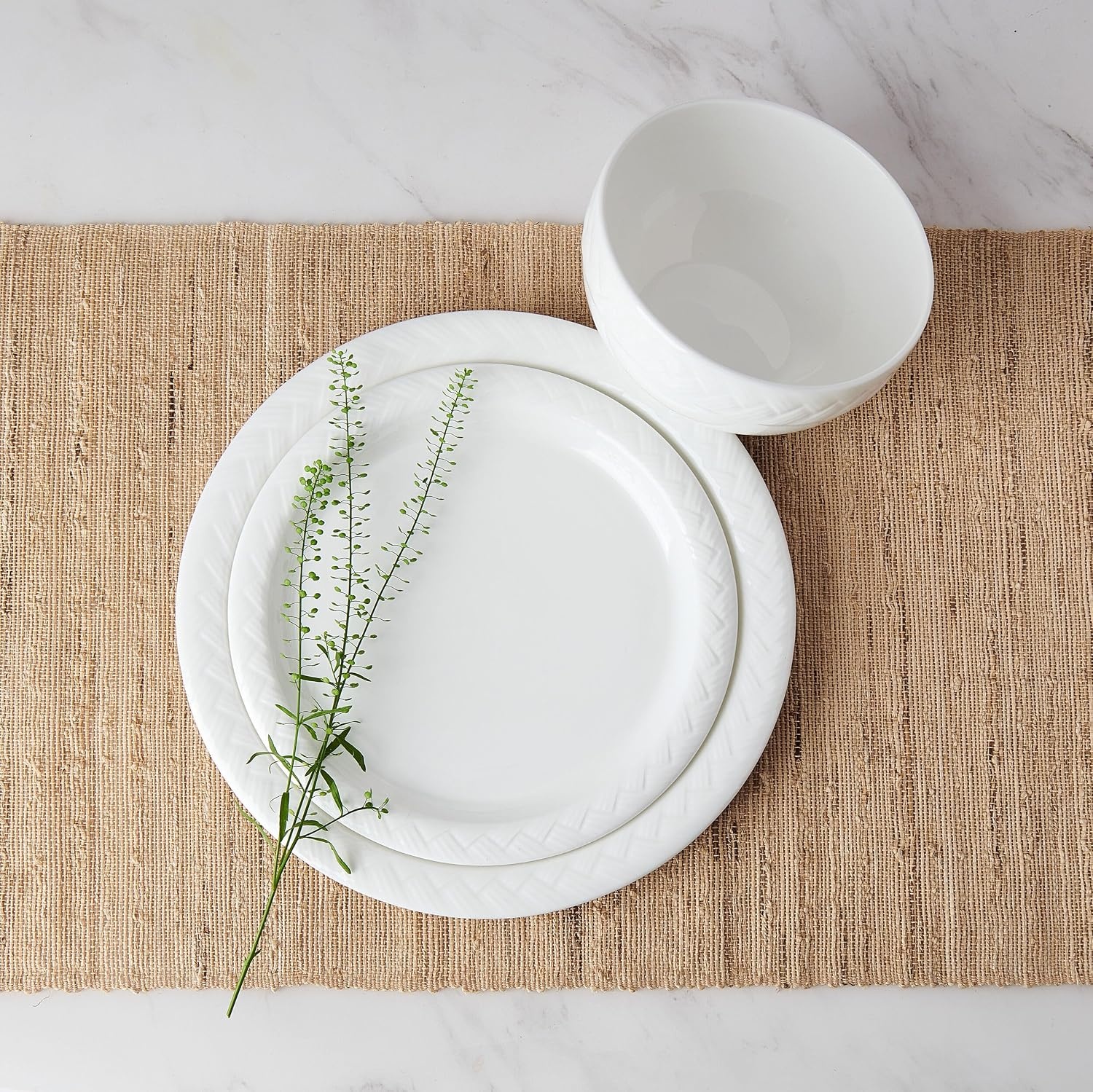 Mikasa Miles Bone China Lightweight Chip Resistant 12 Piece Dinnerware Set, Service for 4, White(Shay) - view 4
