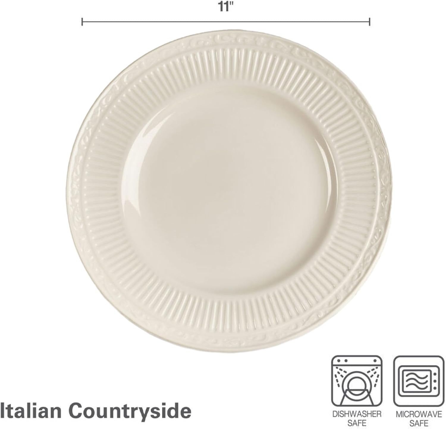 Mikasa Italian Countryside Dinner Plate, 11-Inch, White – DD900-201(Set of 2)