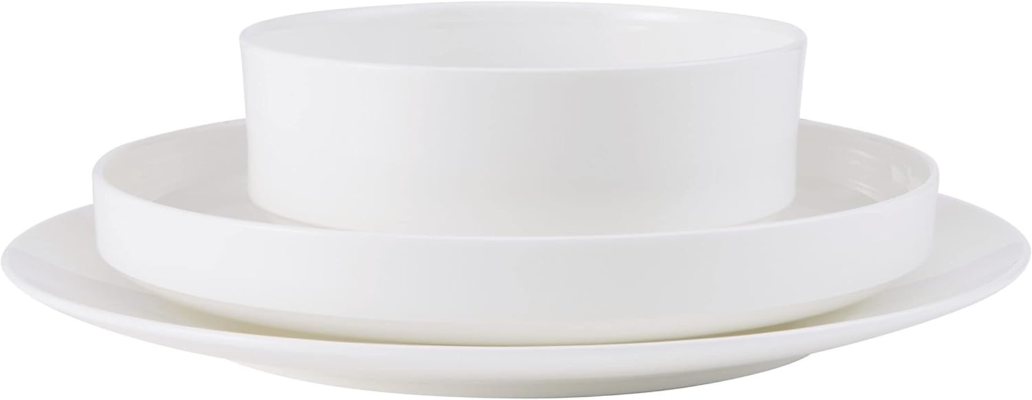 Mikasa Macie Bone China Lightweight Chip Resistant 12 Piece Dinnerware Set, Service for 4, White