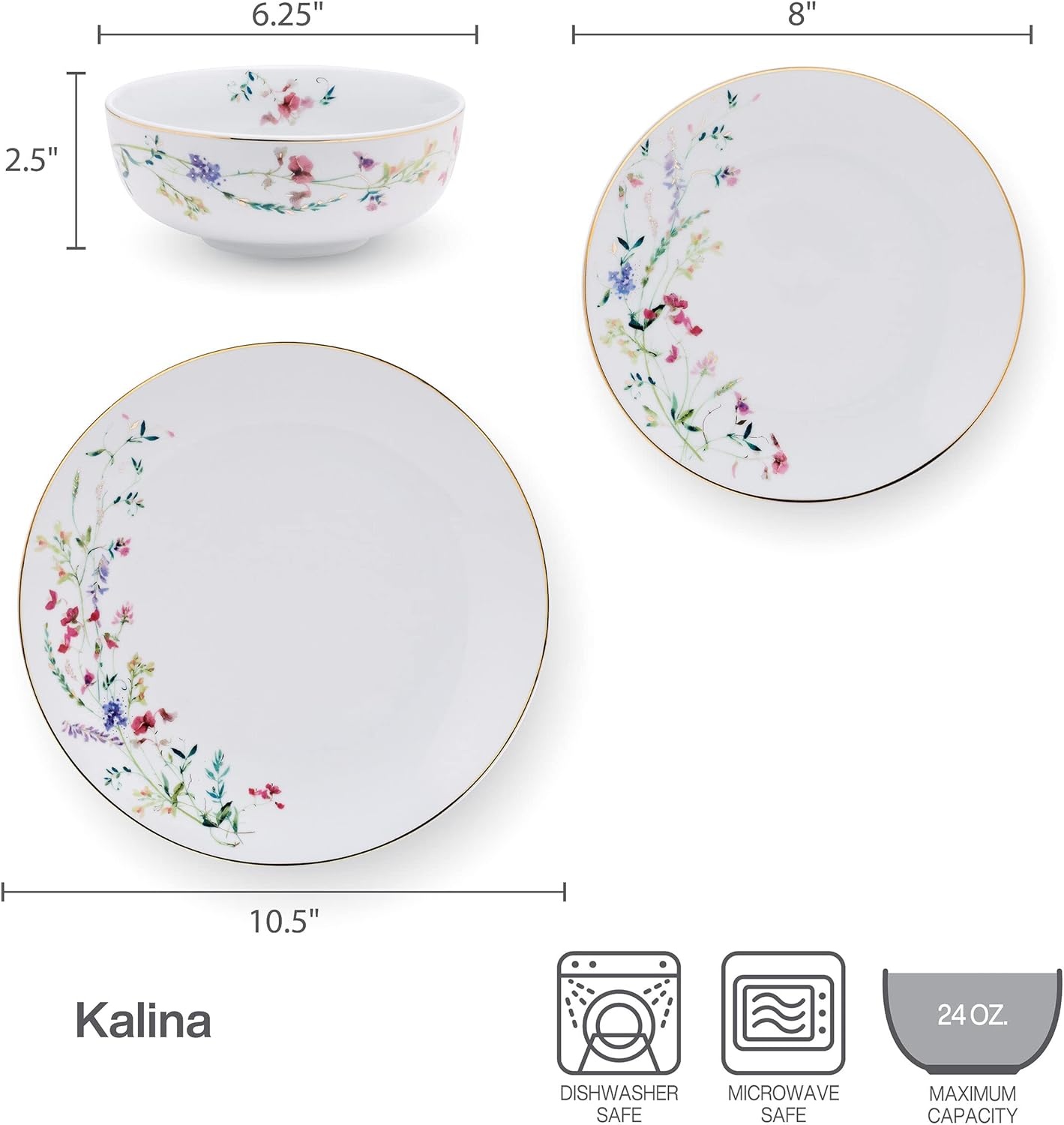 Mikasa Kalina Metallic 24 Piece Dinnerware Set, Service for 8 - view 3