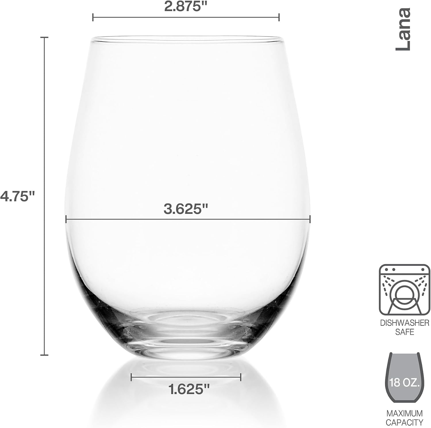 Mikasa Lana Champagne Flutes Glasses, Set of 4, 8.25 Ounce, Clear(Glass Stemless Wine) - view 2
