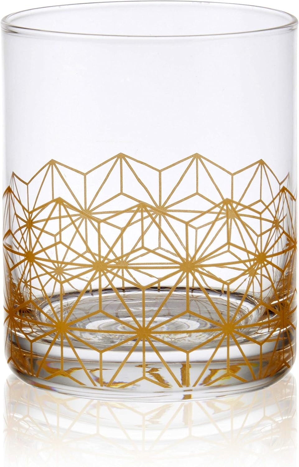 Mikasa Art Deco Set of 4 Double Old Fashioned Whiskey Glasses,13-Ounce, Gold(13 Ounces)