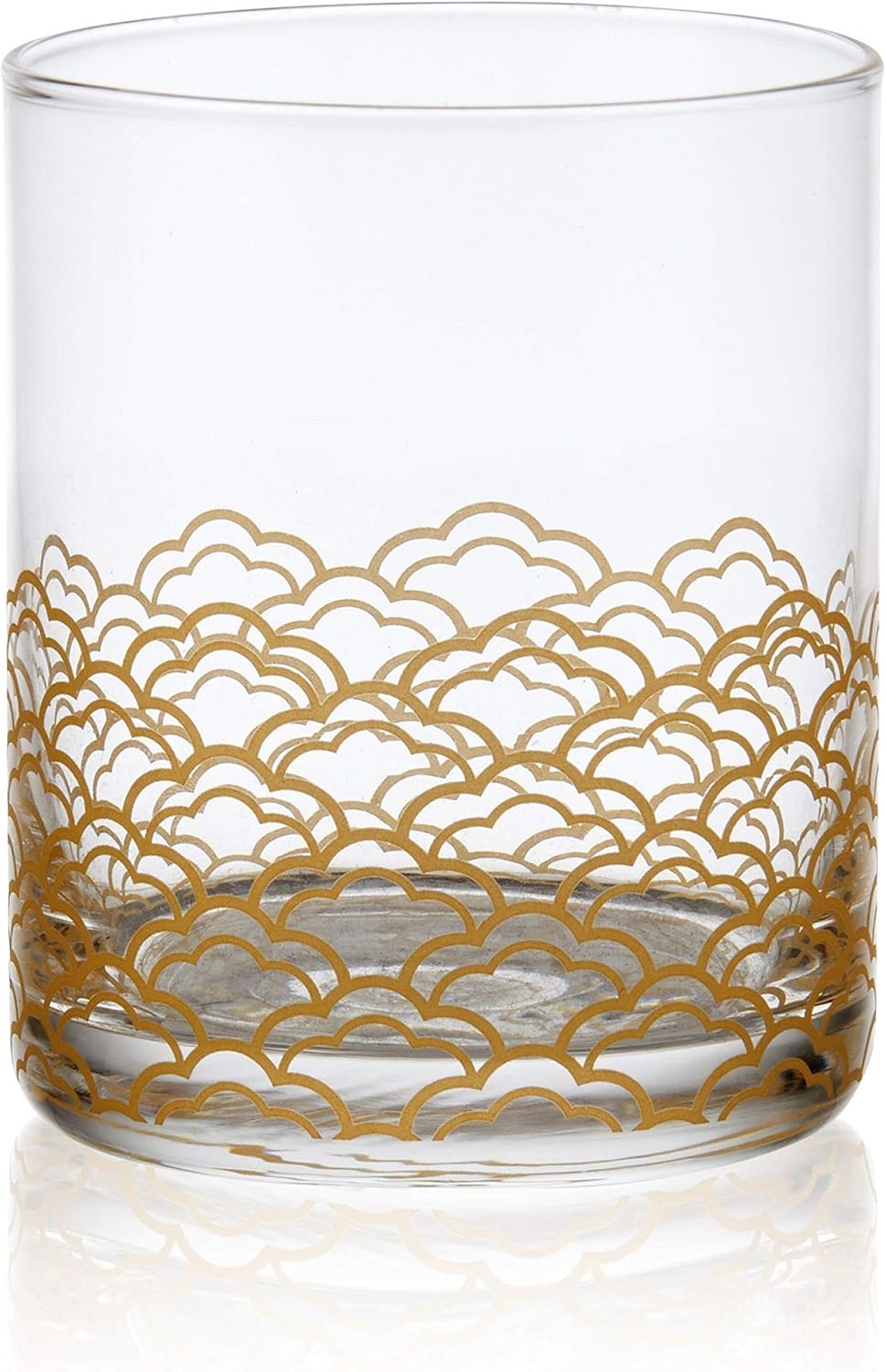 Mikasa Art Deco Set of 4 Double Old Fashioned Whiskey Glasses,13-Ounce, Gold(13 Ounces) - view 2