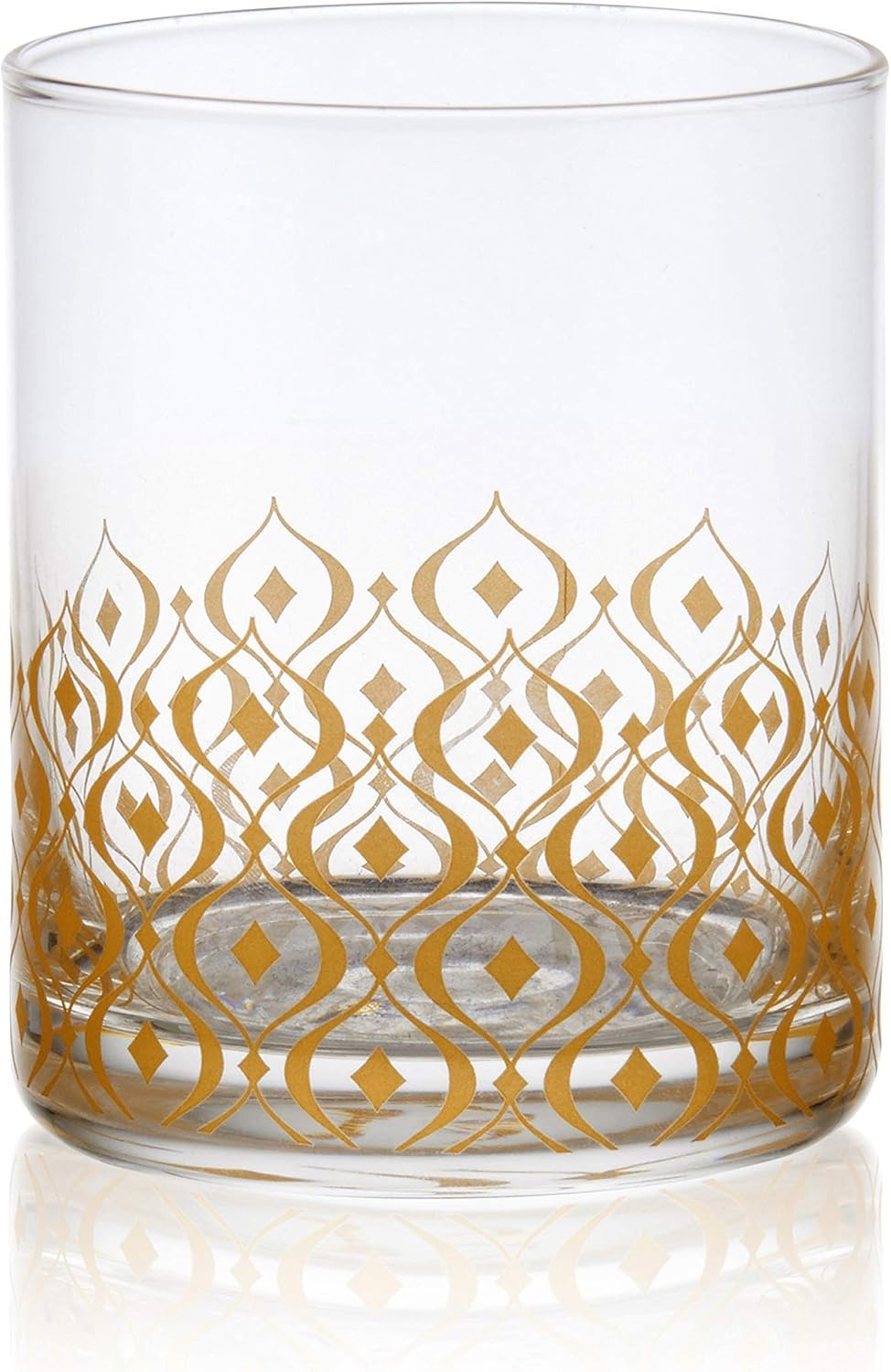 Mikasa Art Deco Set of 4 Double Old Fashioned Whiskey Glasses,13-Ounce, Gold(13 Ounces) - view 3