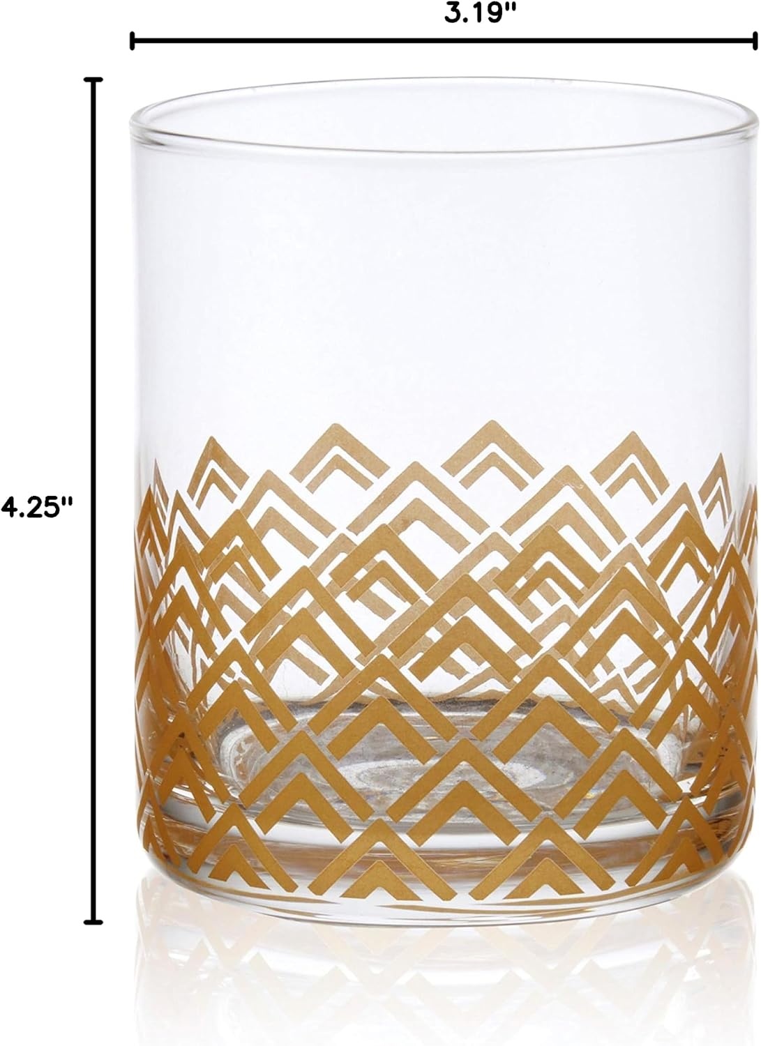 Mikasa Art Deco Set of 4 Double Old Fashioned Whiskey Glasses,13-Ounce, Gold(13 Ounces) - view 7