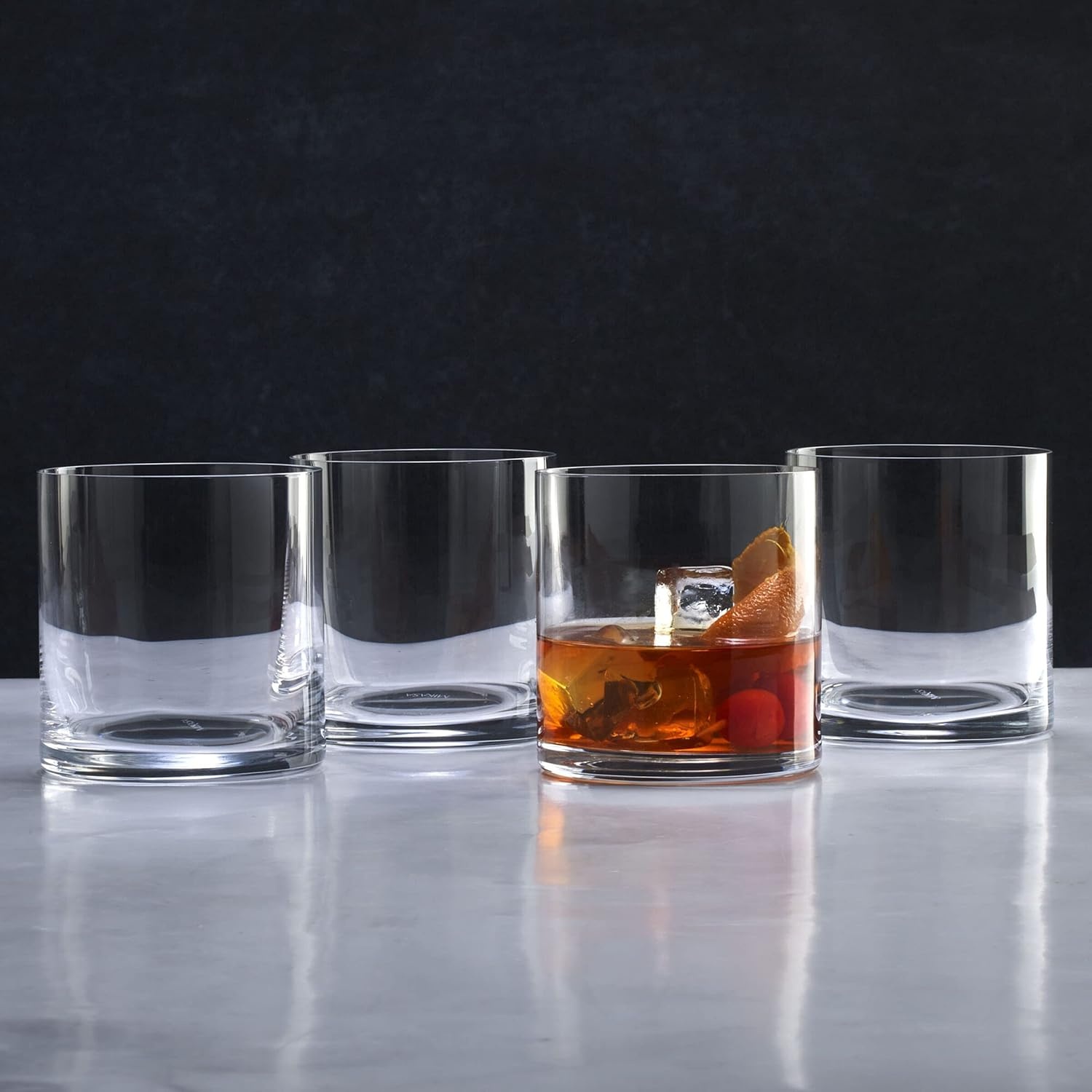 Mikasa Julie Double Old Fashioned Drinking Glass (Set of 4), 15 oz, Clear(Double Old Fashion Glass)
