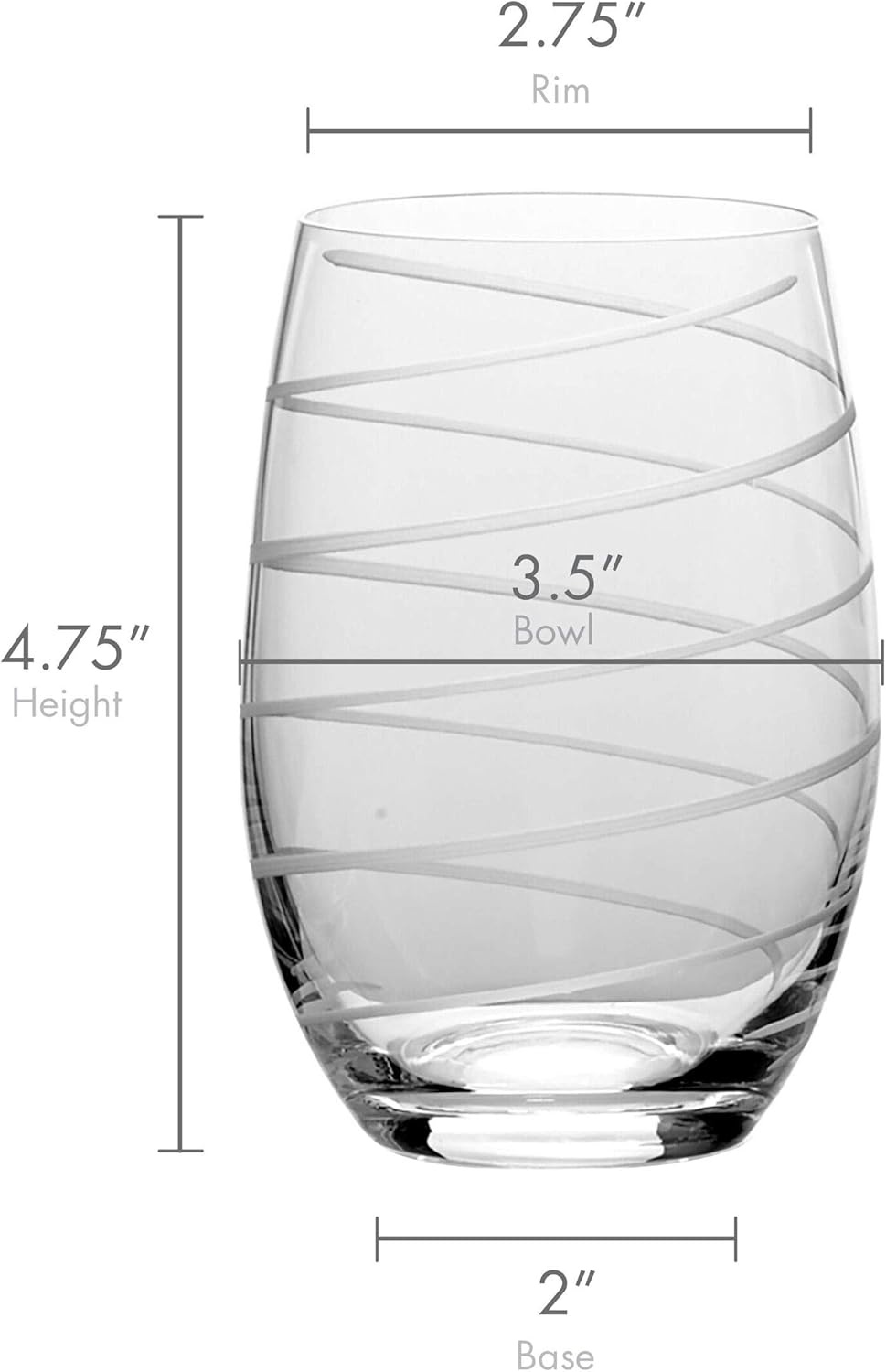 Mikasa Cheers Balloon Goblet Wine Glass, 24.5-Ounce, Set of 4, Transparent(Stemless Wine Glass)