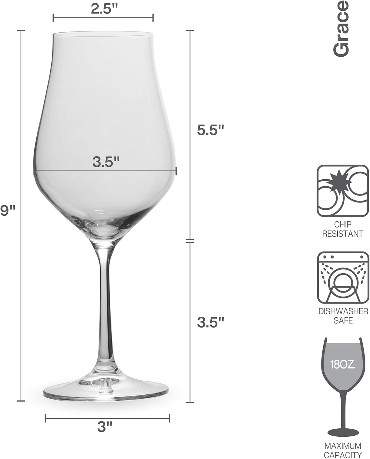 Mikasa Grace Set of 4 White Wine Glasses, 18-Ounce(White Wine) - view 2