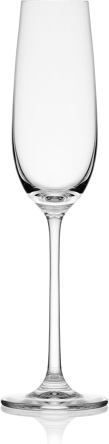 Mikasa Lana Champagne Flutes Glasses, Set of 4, 8.25 Ounce, Clear(Glass Flute Champagne)