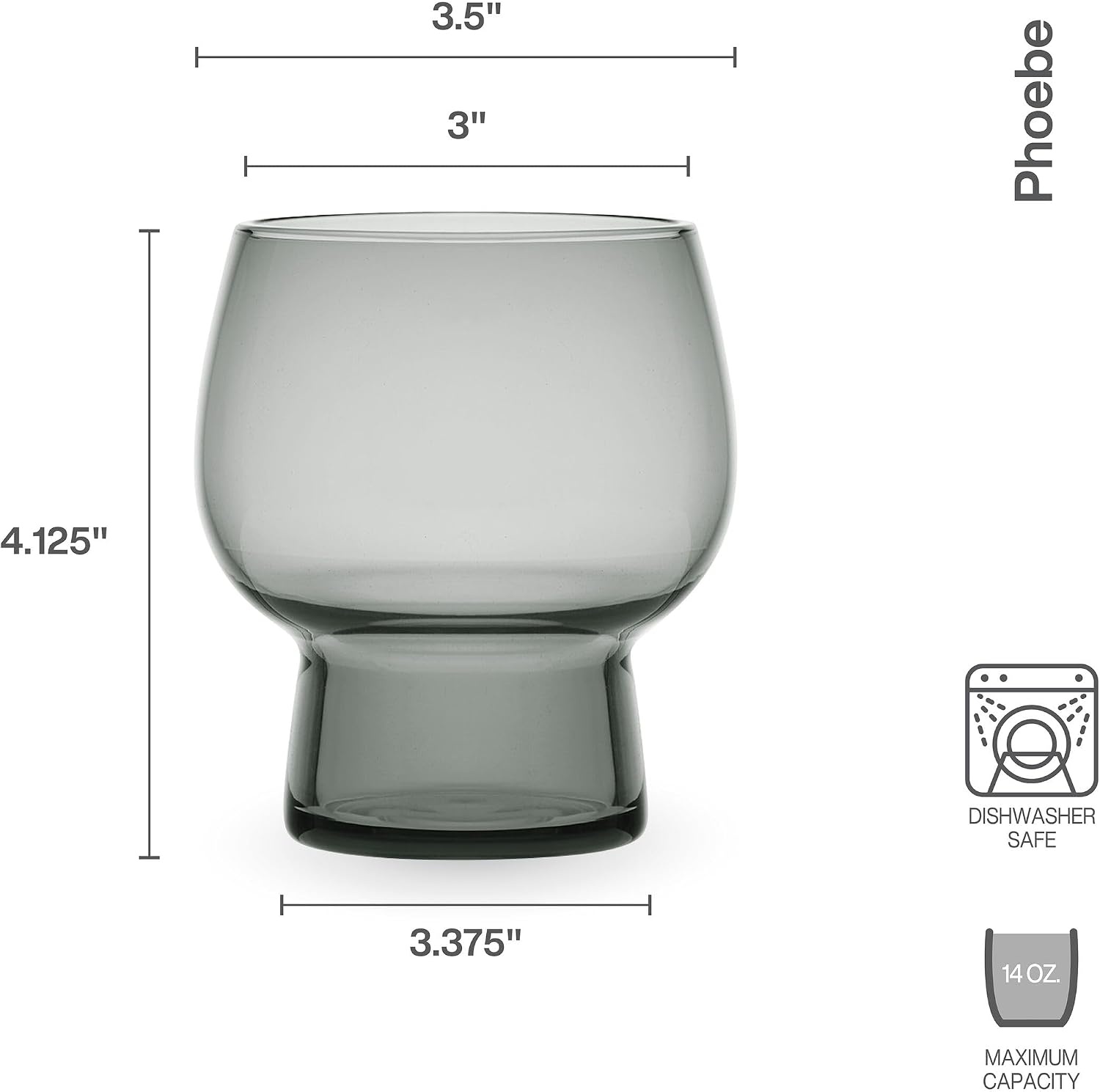 Mikasa Phoebe Double Old Fashioned Beverage, Set of 4, Blue(Smoke) - view 2