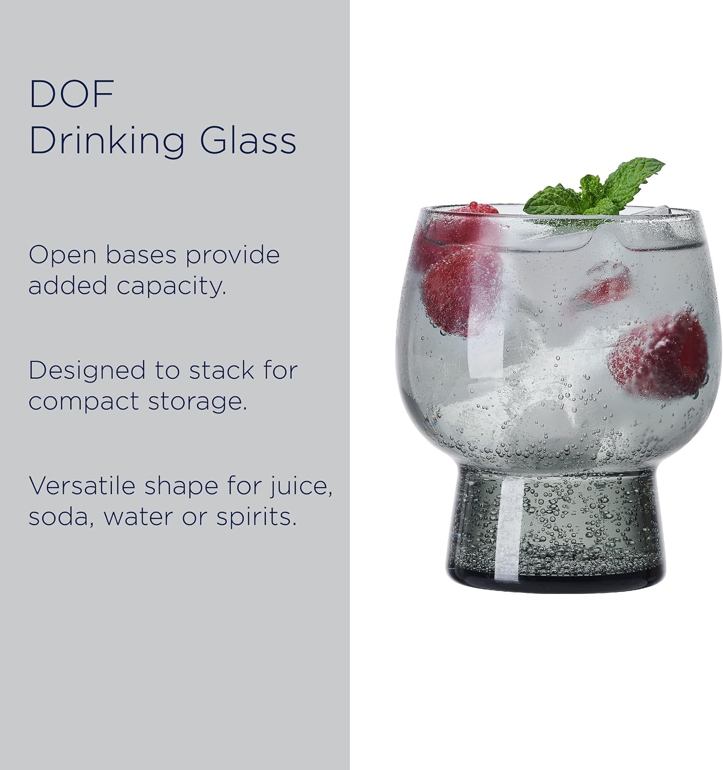 Mikasa Phoebe Double Old Fashioned Beverage, Set of 4, Blue(Smoke) - view 4