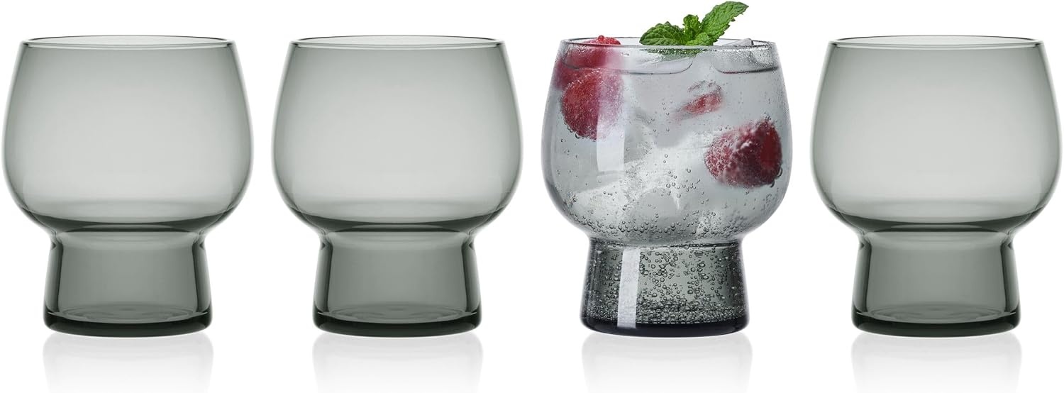 Mikasa Phoebe Double Old Fashioned Beverage, Set of 4, Blue(Smoke) - view 5