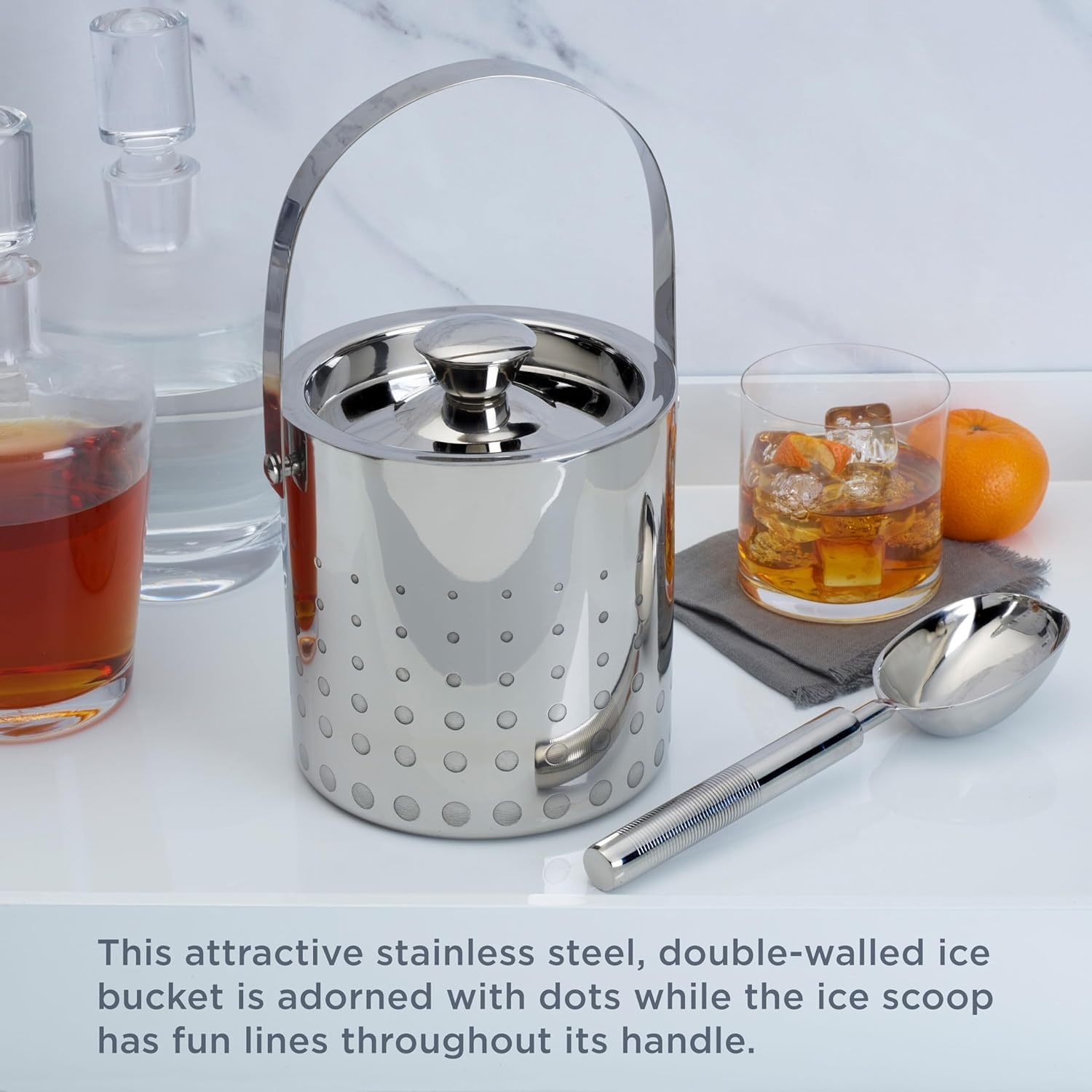Mikasa Cheers Stainless Steel Ice Bucket and Scoop - view 3