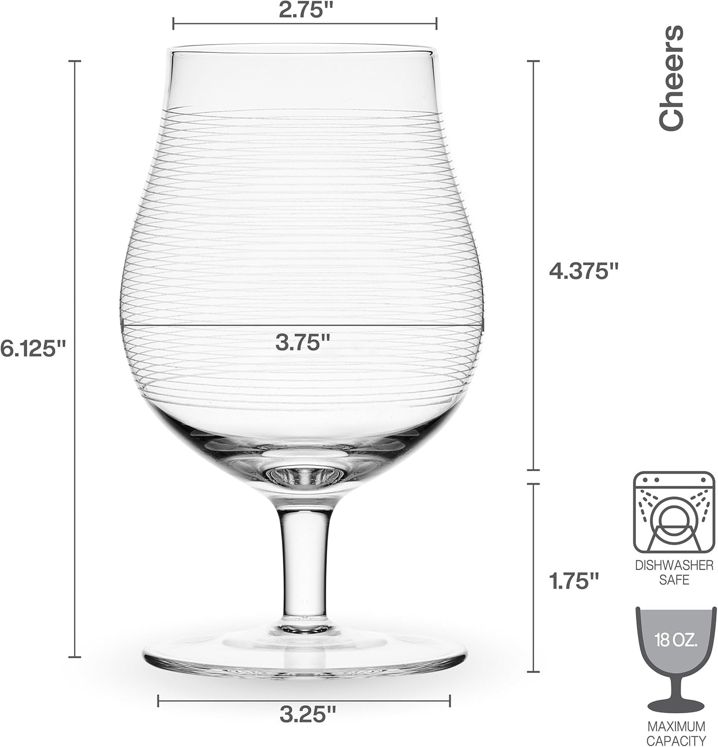 Mikasa Cheers Belgian Beer Glasses, 18 ounce, Set of 4, Clear