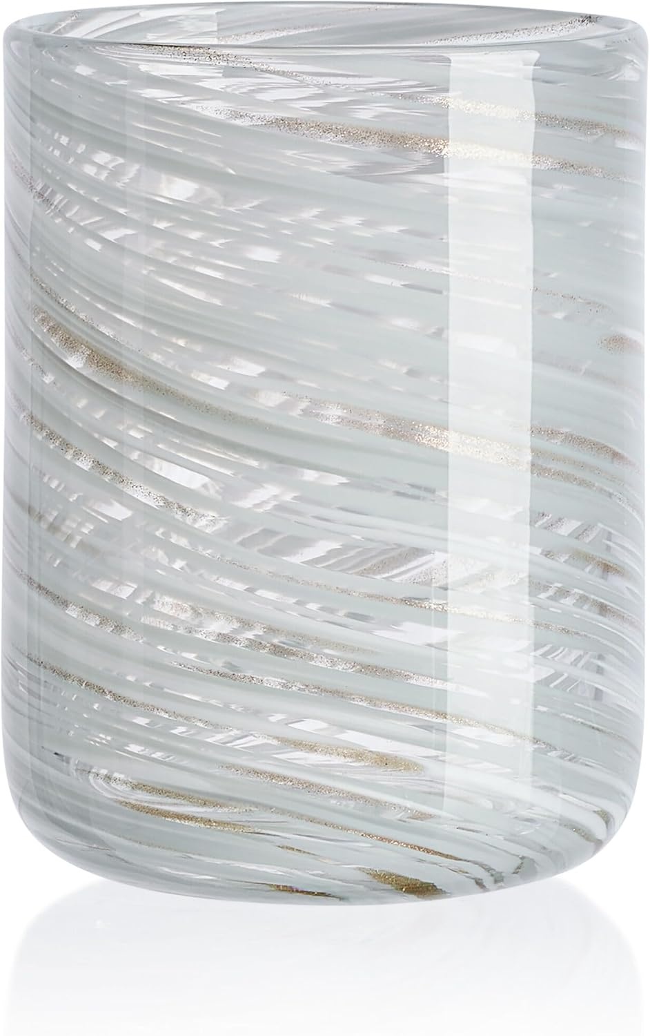 Mikasa Color Swirl Grey Set of 4 Double Old Fashion Drinking Glasses, 15 Ounce(Clear)