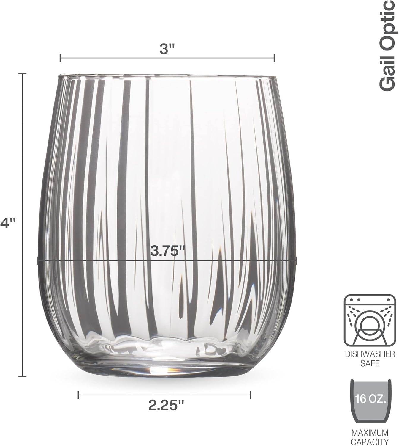 Mikasa Gail Optic Set of 4 Highball Tumbler Cups, 18-Ounce(16-Ounce) - view 2