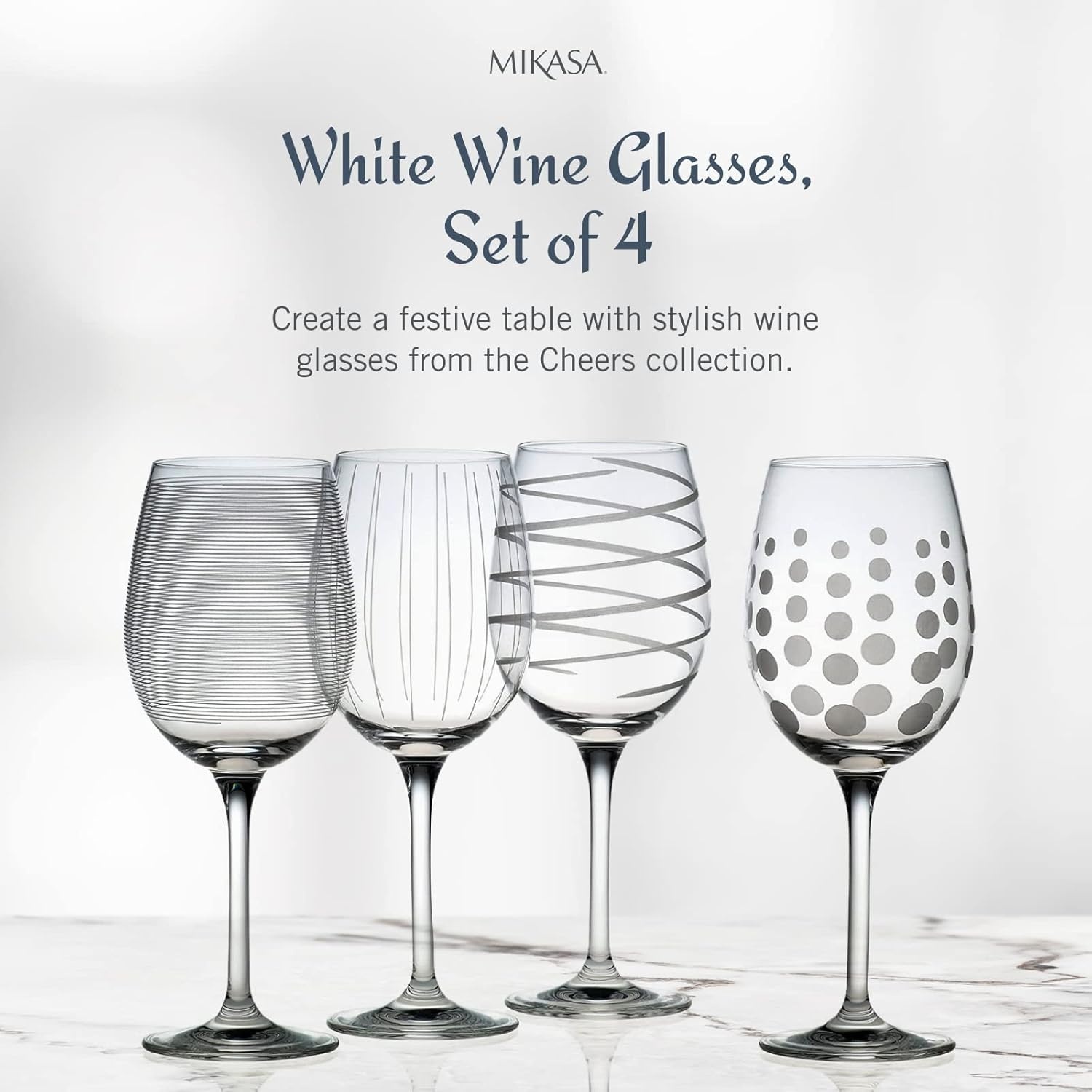 Mikasa Cheers Balloon Goblet Wine Glass, 24.5-Ounce, Set of 4, Transparent(White Wine Glass)