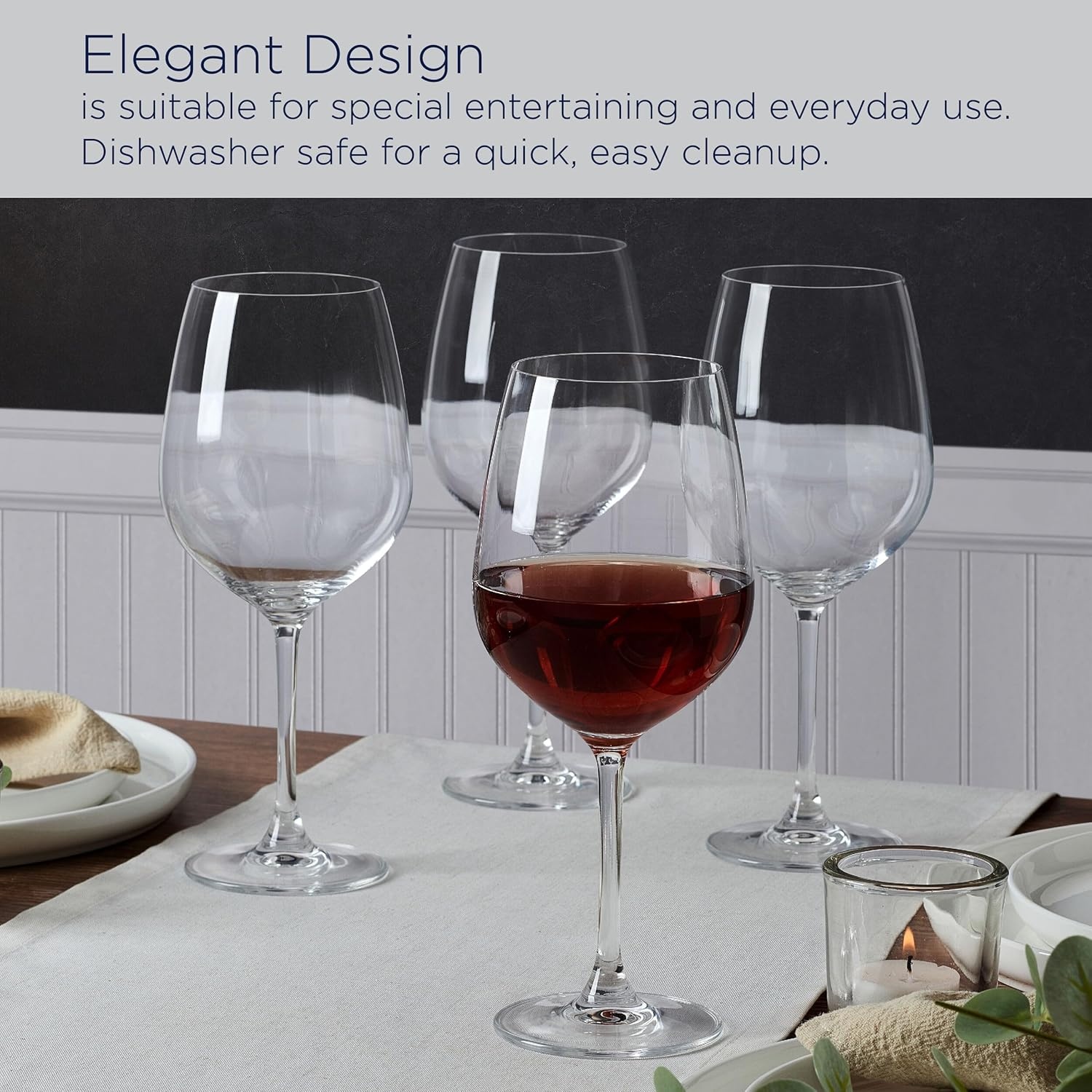 Mikasa Lana Champagne Flutes Glasses, Set of 4, 8.25 Ounce, Clear(Glass Red Wine Bordeaux) - view 4