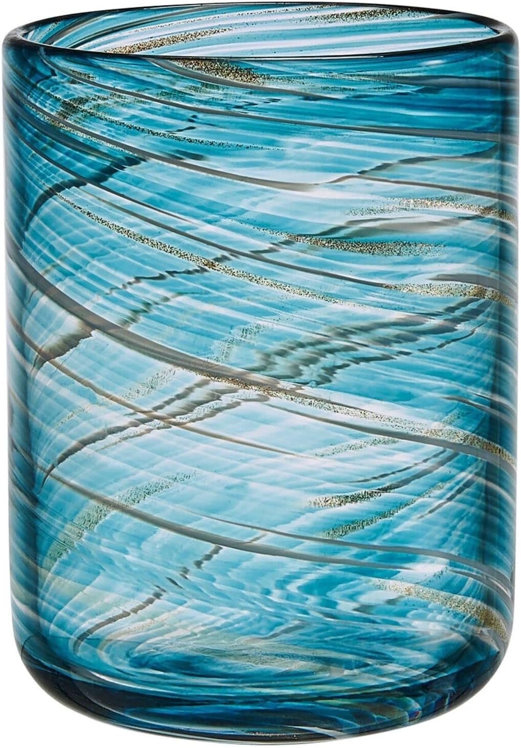 Mikasa Color Swirl Stemless Wine Glass, 4 Count (Pack of 1), Blue(15 Ounces)