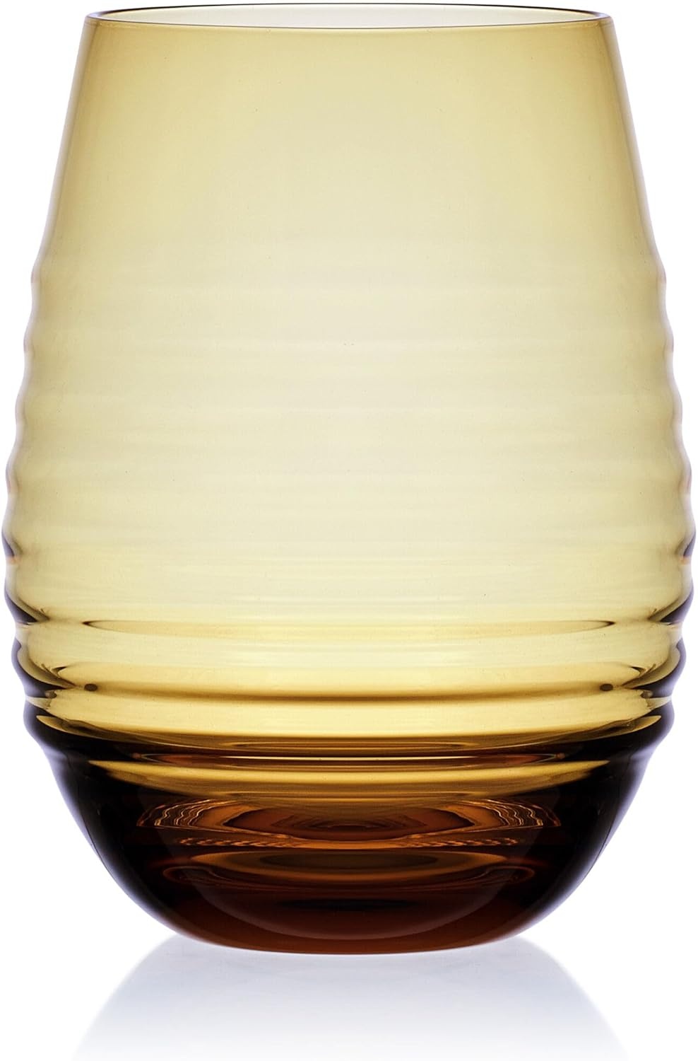 Mikasa Ciara Smoke Set of 4 Stemless Wine Drinking Glasses, 18 Ounce(Amber)