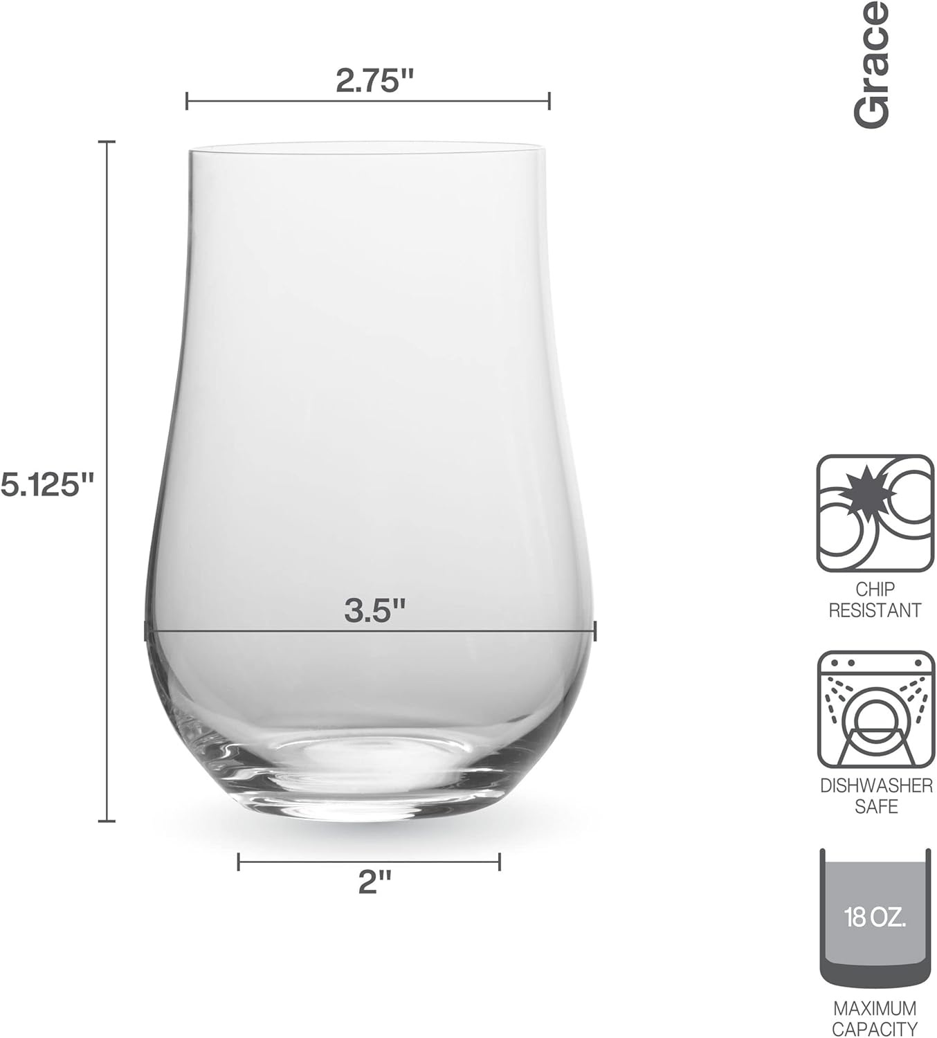 Mikasa Grace Set of 4 White Wine Glasses, 18-Ounce(Highball) - view 2